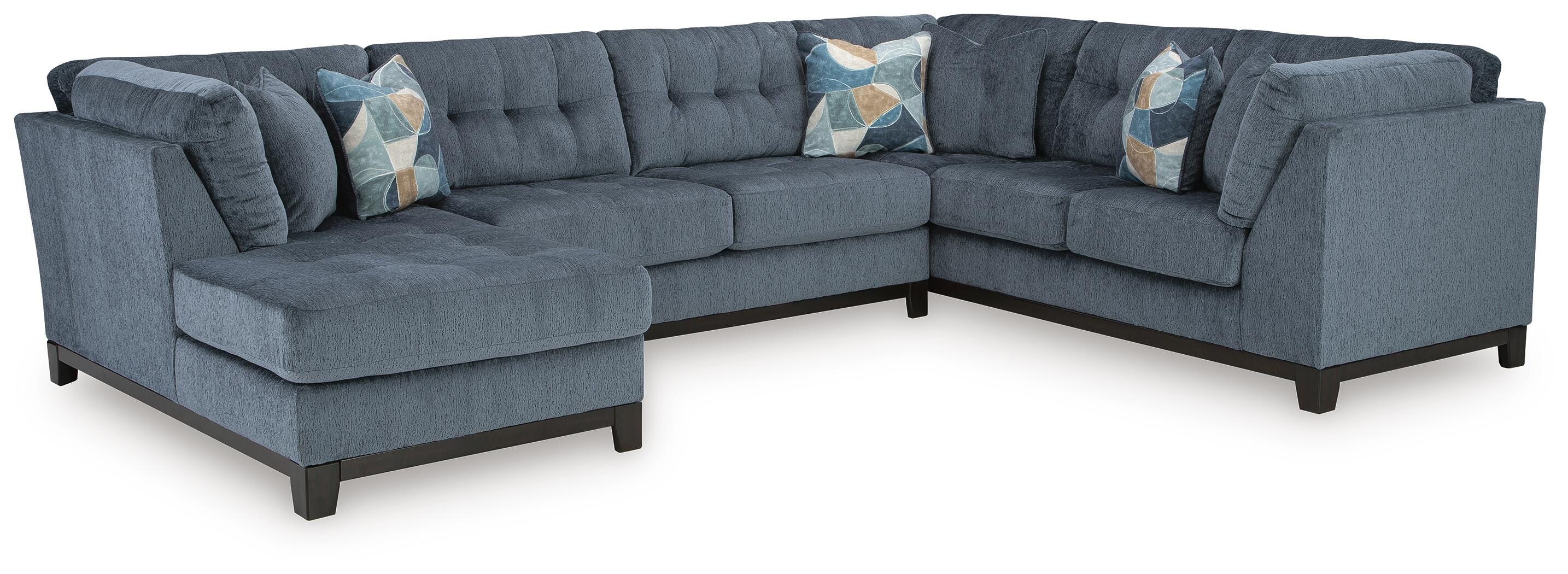 Maxon Place 3-Piece LAF Chaise Sectional in Navy Chenille