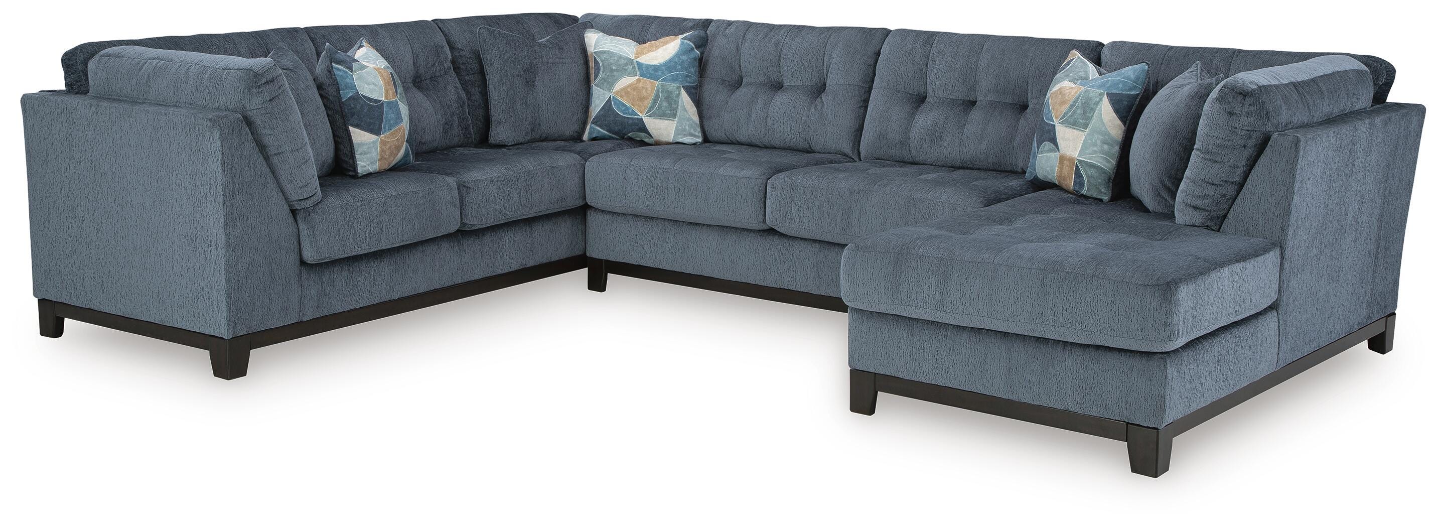 Maxon Place 3-Piece RAF Chaise Sectional in Navy Chenille