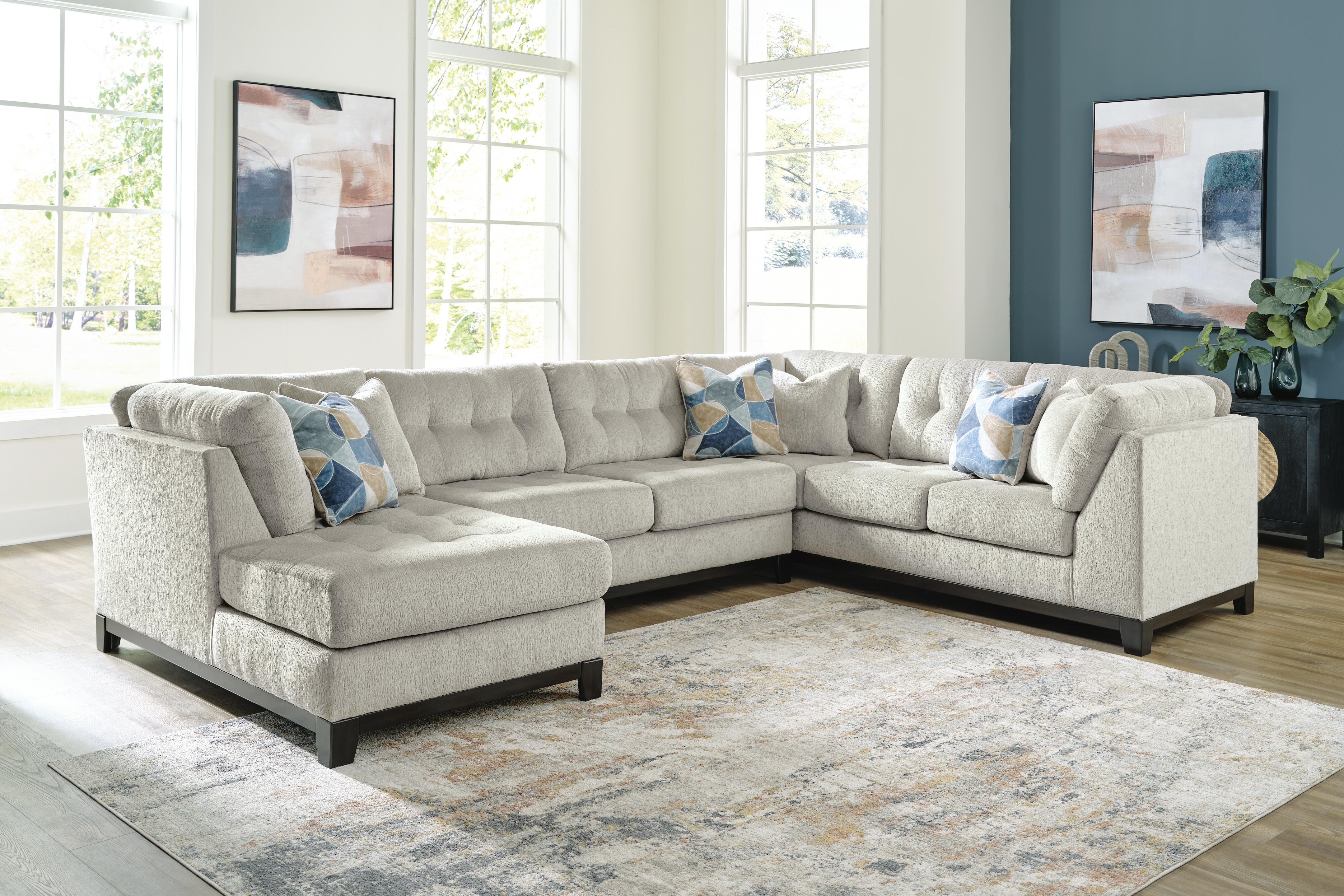 Maxon Place 3-Piece LAF Chaise Sectional in Stone Chenille