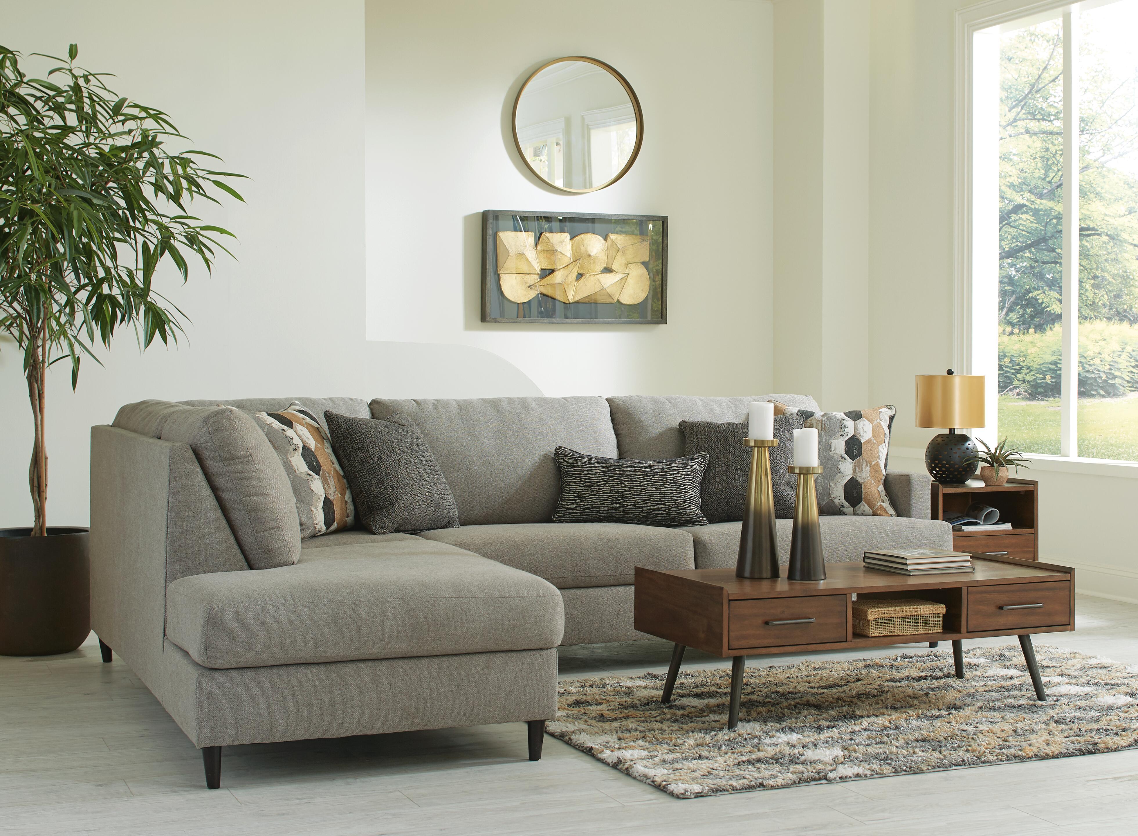 Santasia 2-Piece LAF Chaise Sectional in Granite Chenille