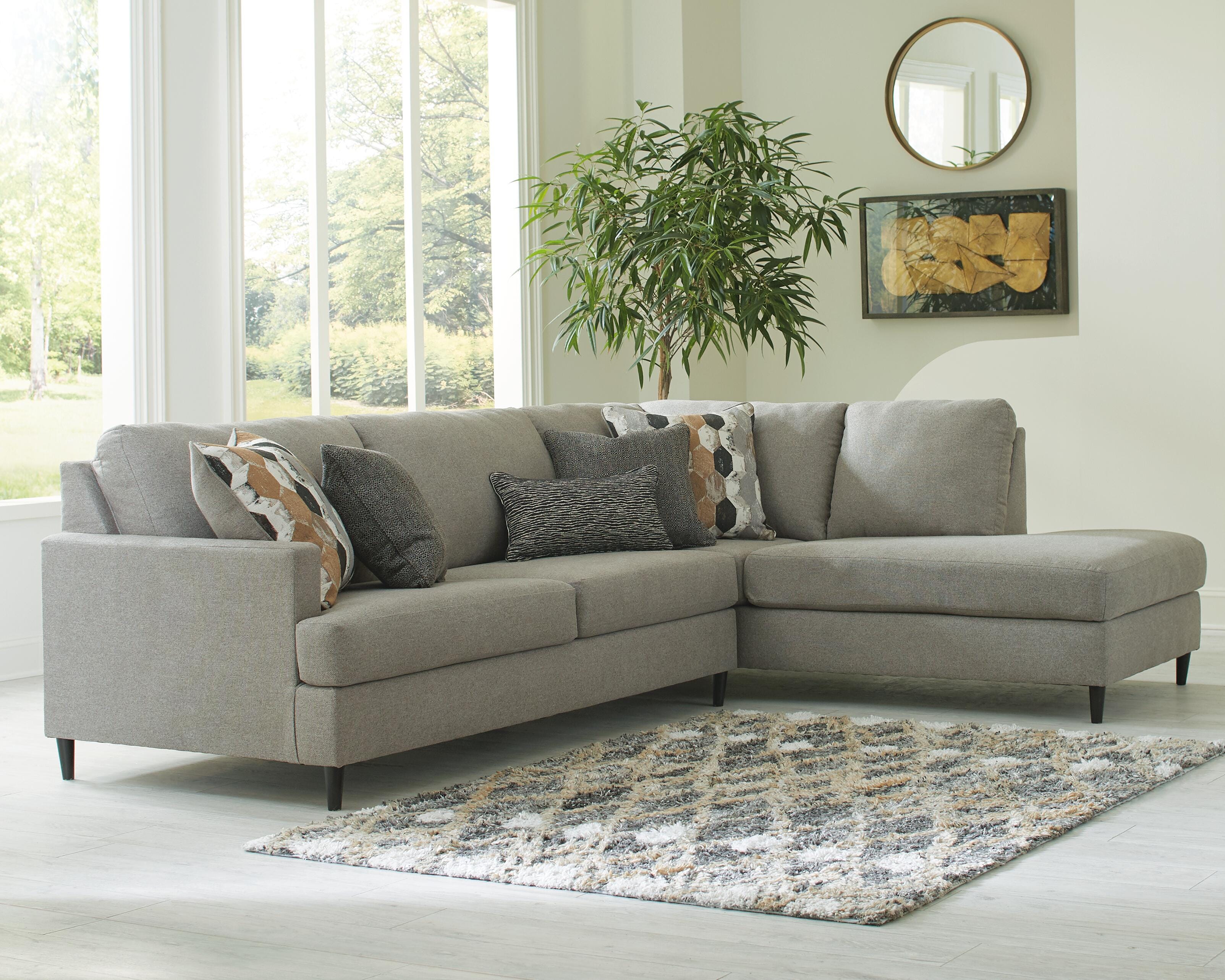 Santasia 2-Piece RAF Chaise Sectional in Granite Chenille