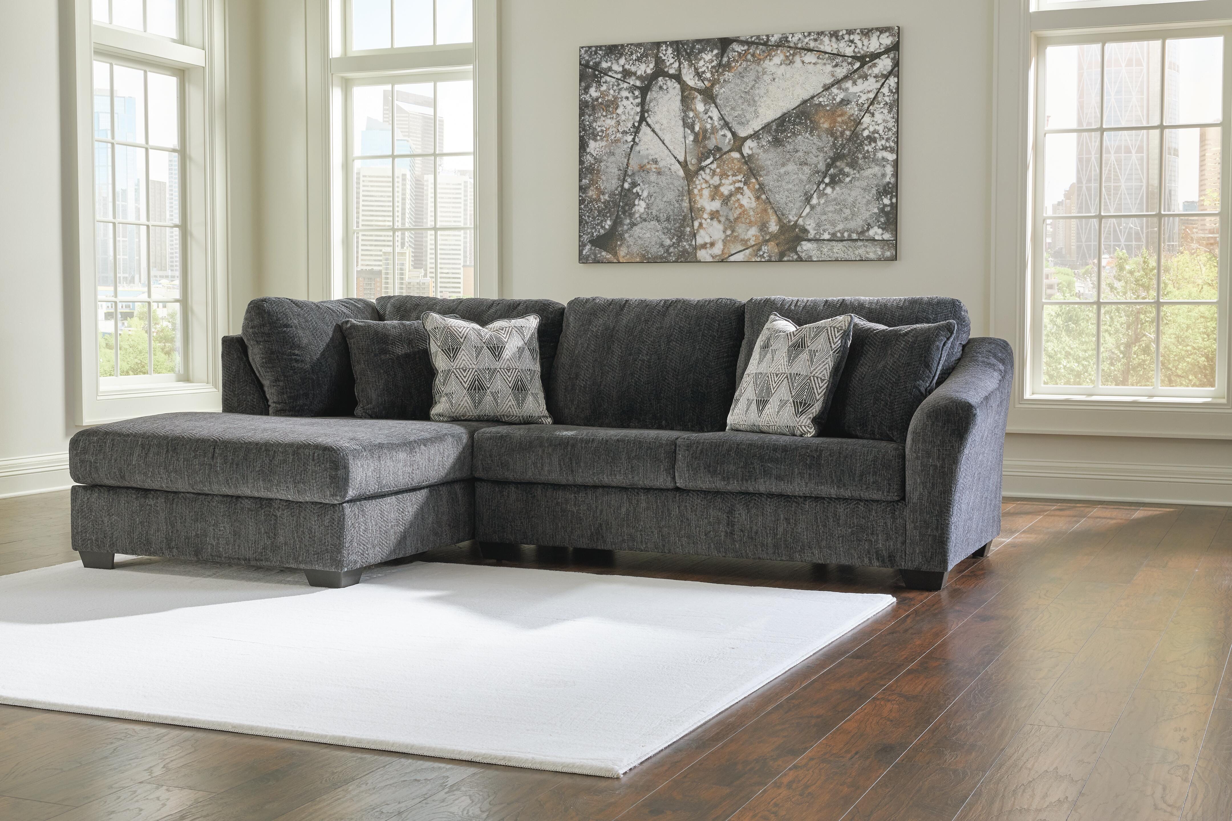Biddeford 2-Piece LAF Chaise Sleeper Sectional in Shadow Velvet