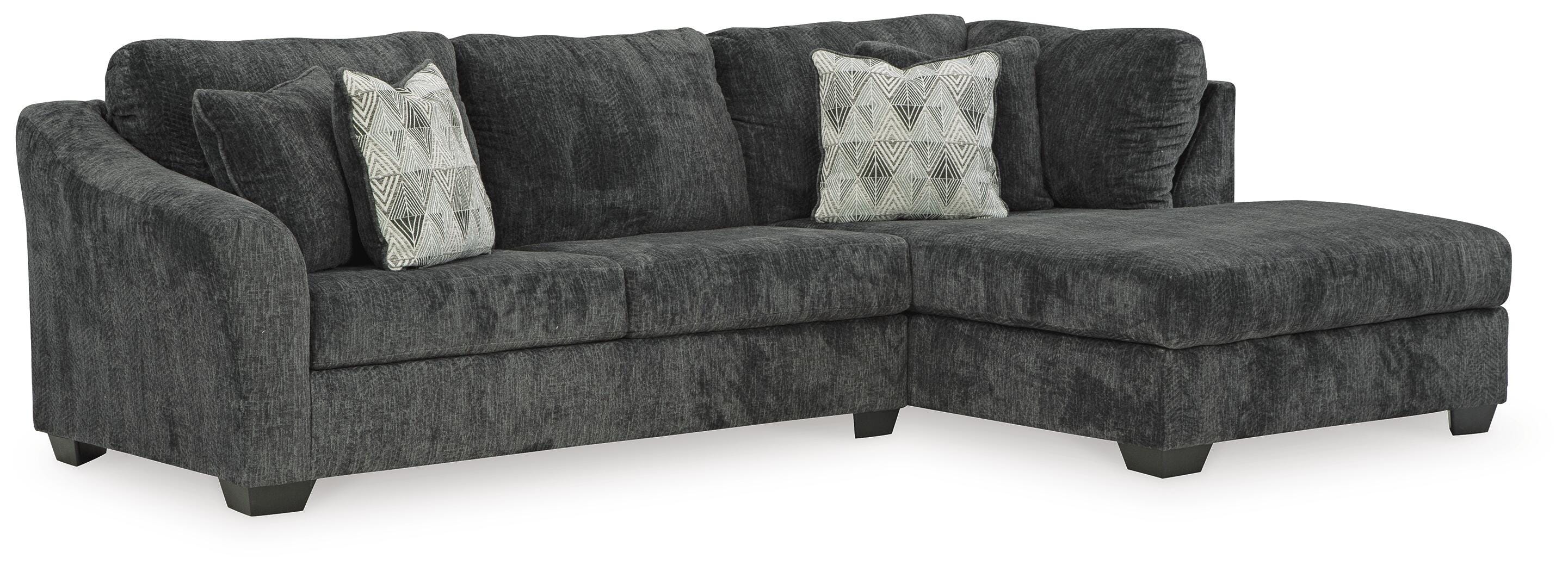 Biddeford 2-Piece RAF Chaise Sleeper Sectional in Shadow Velvet