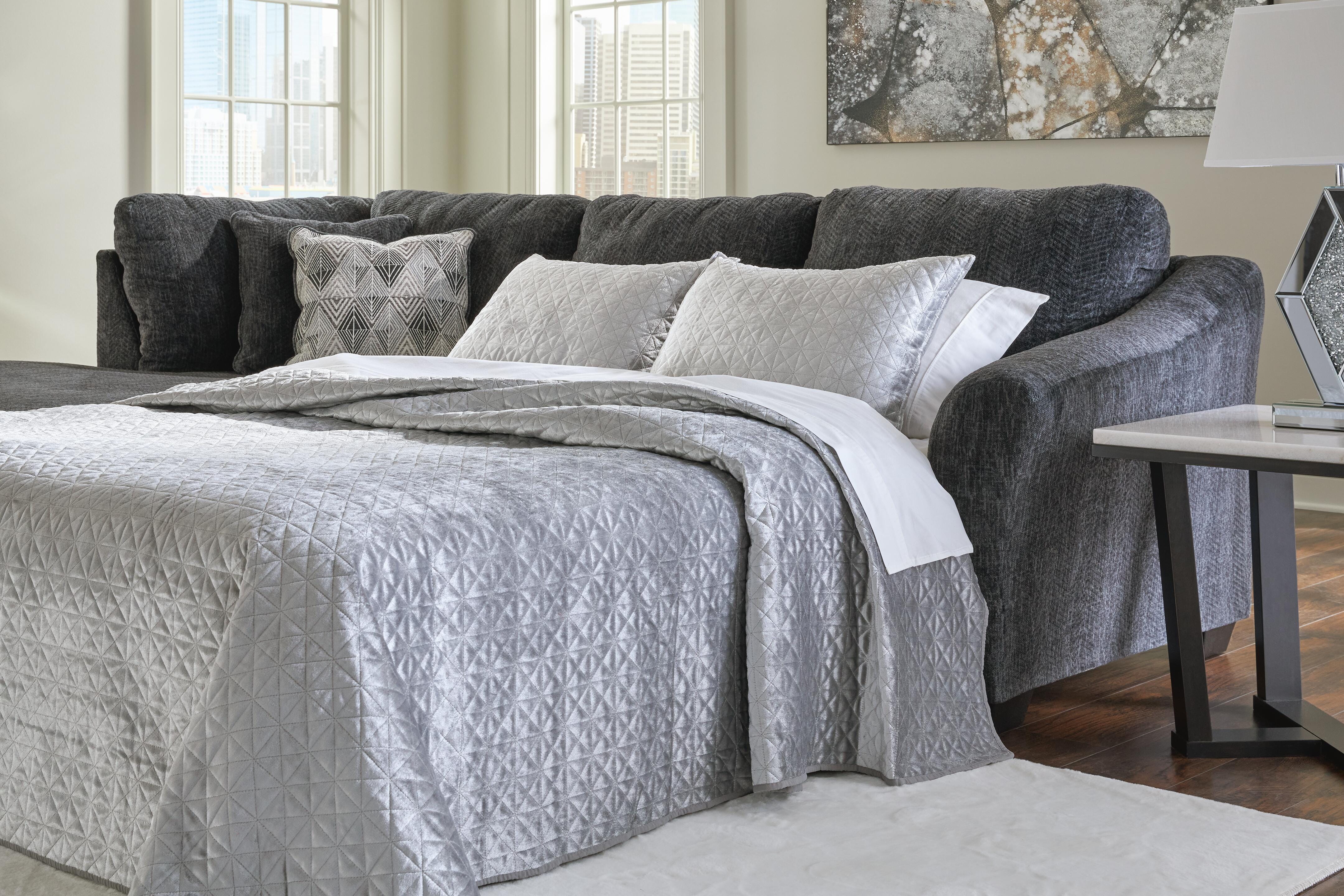 Biddeford 2-Piece LAF Chaise Sleeper Sectional in Shadow Velvet