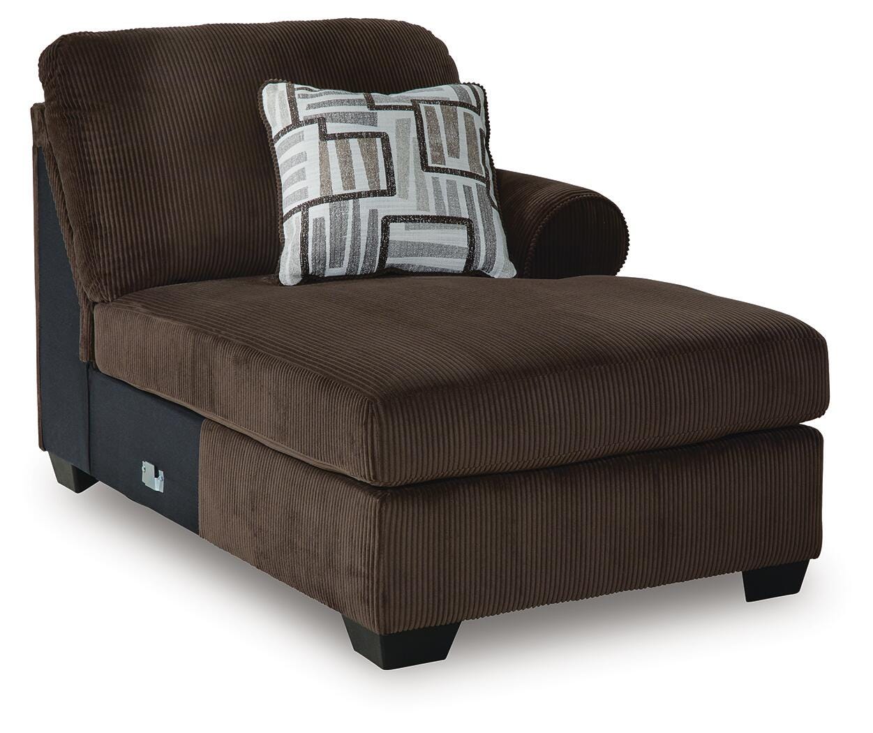Kimlee 3-Piece Sectional with Double Chaise in Chocolate Velvet
