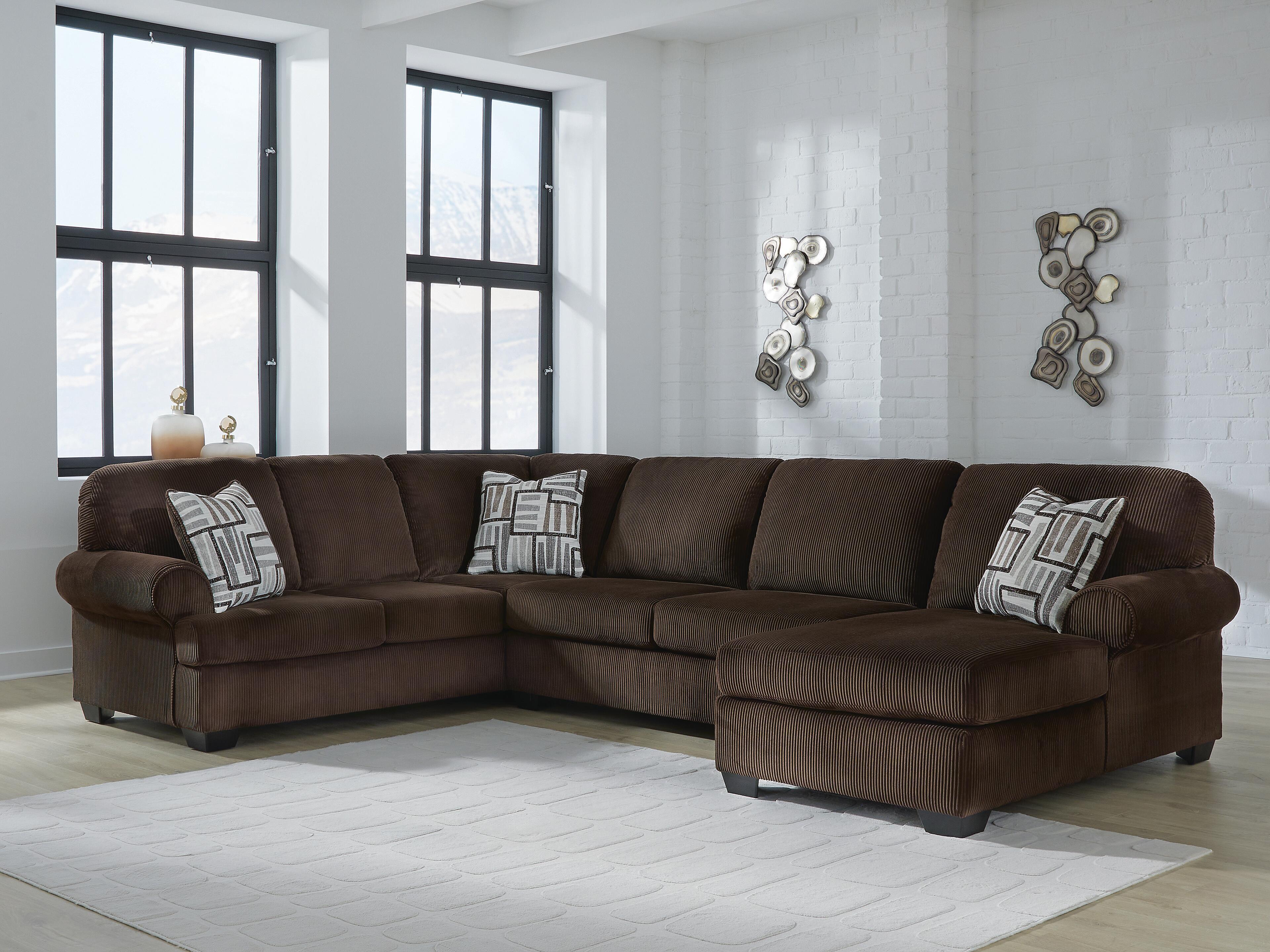 Kimlee 3-Piece RAF Chaise Sectional in Chocolate Velvet