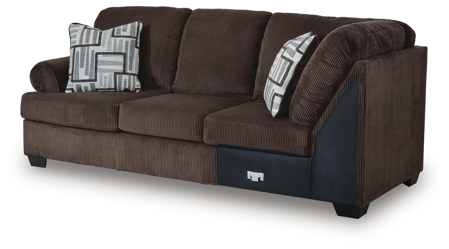 Kimlee 3-Piece RAF Chaise Sectional in Chocolate Velvet