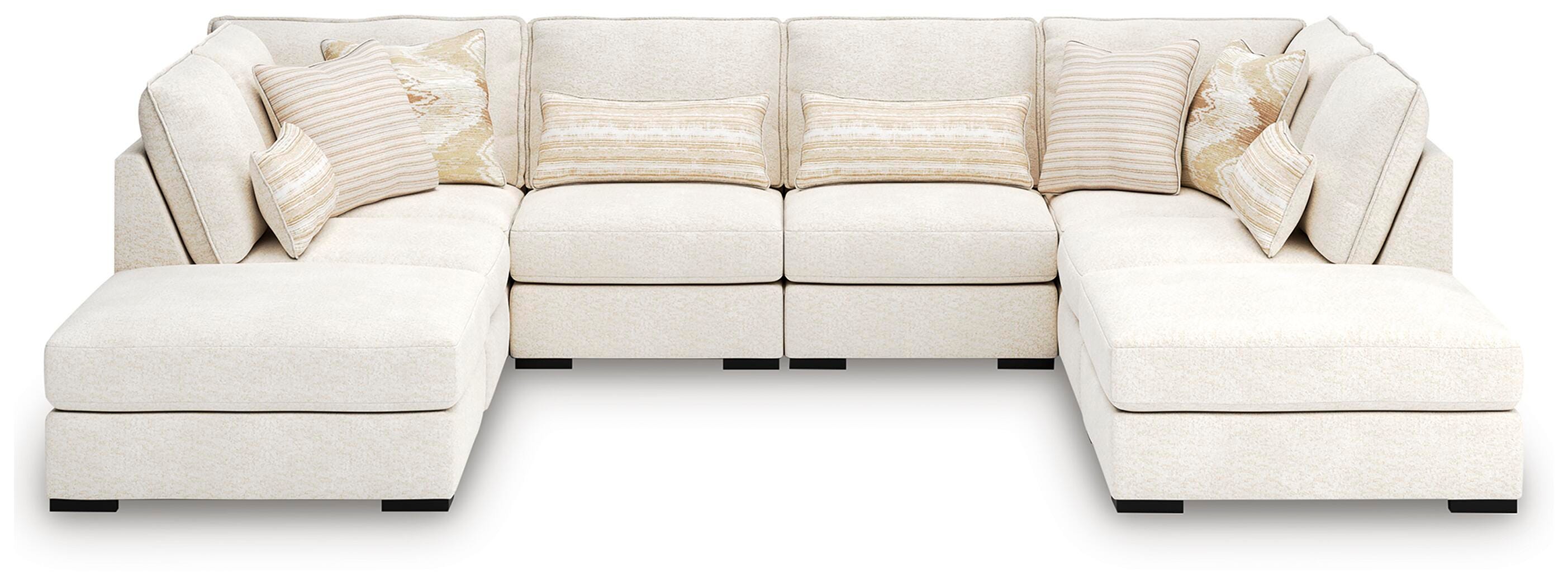 Donelson Creek 6-Piece Sectional and Ottoman in Vanilla
