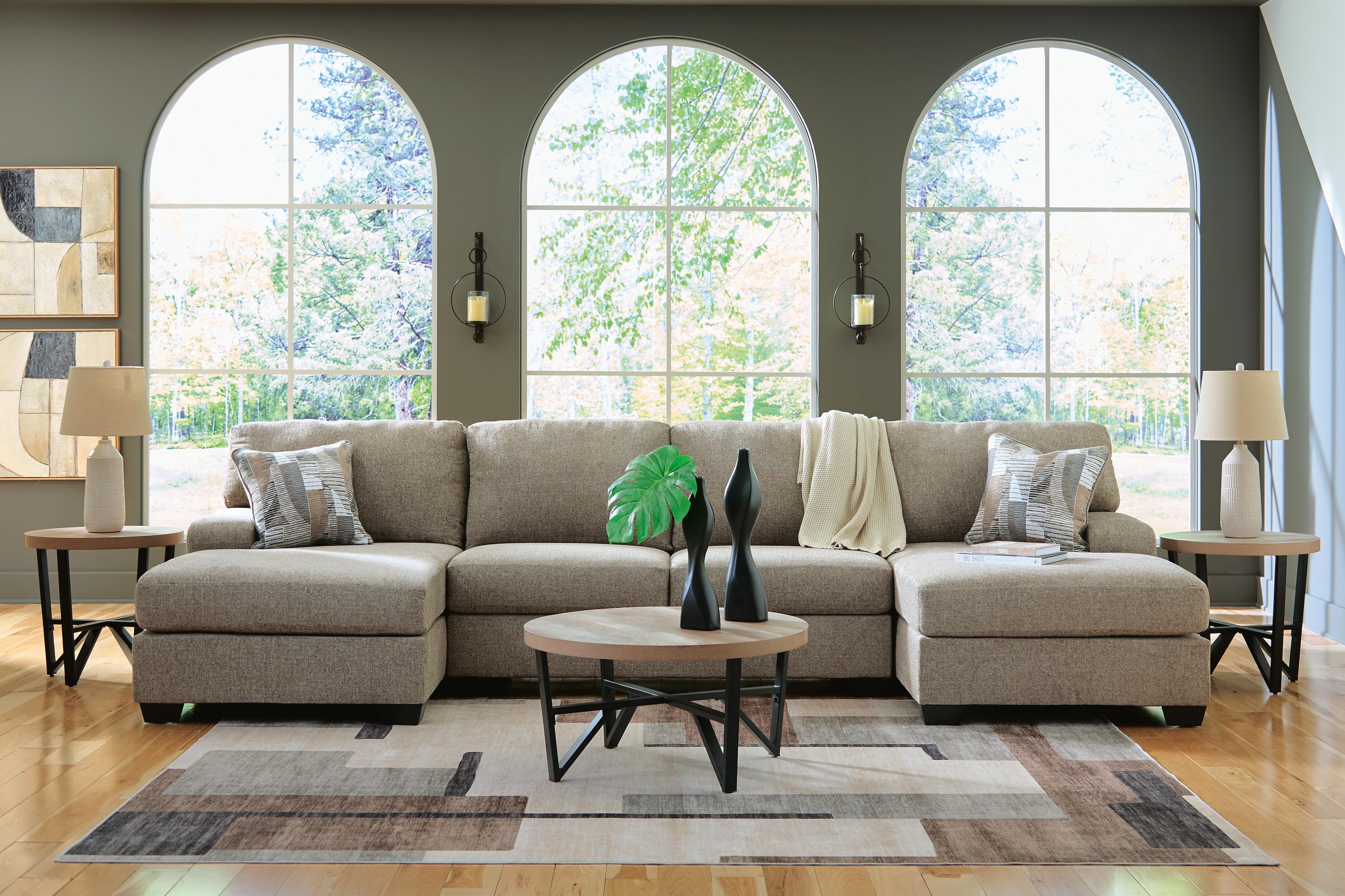 Newellen 3-Piece LAF Chaise Sectional in Hemp Chenille