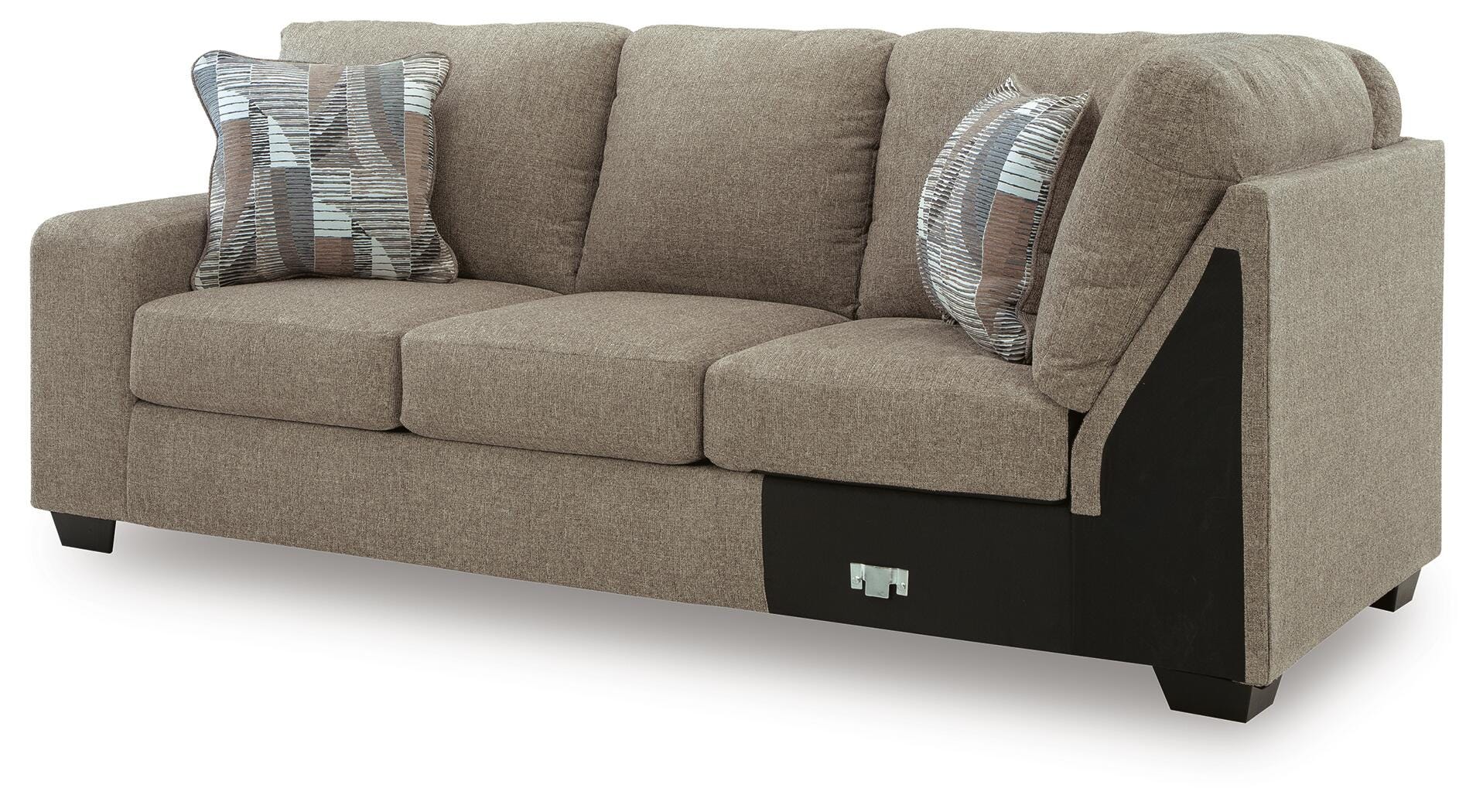 Newellen 3-Piece RAF Chaise Sleeper Sectional in Hemp Chenille