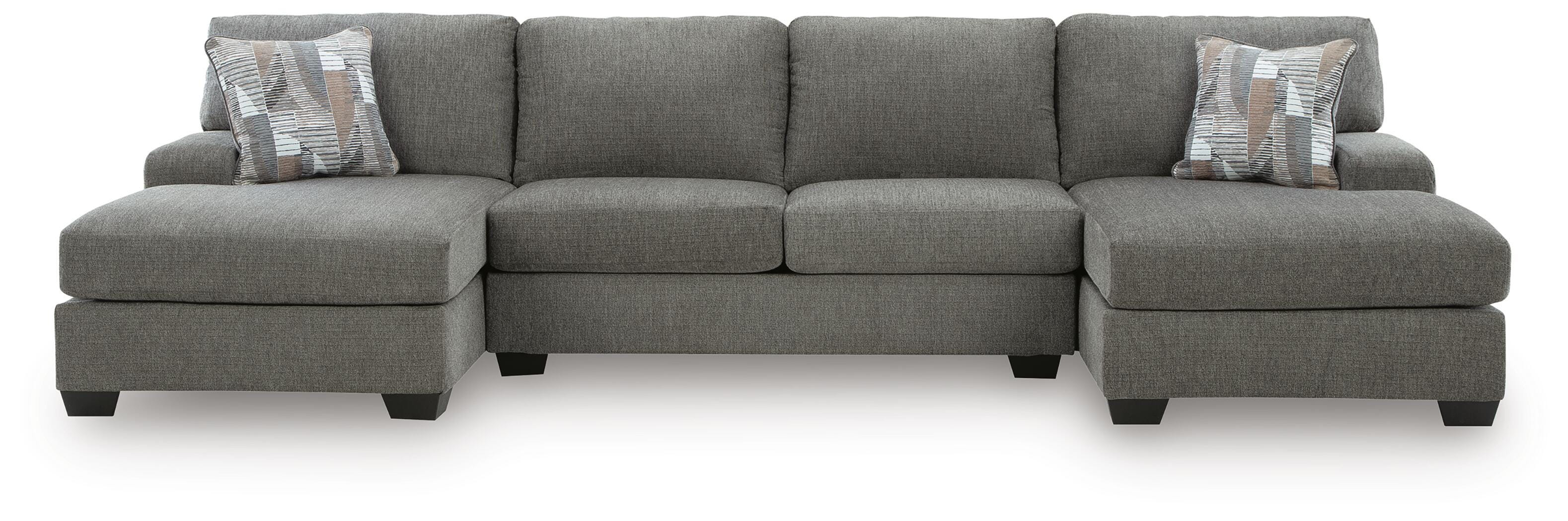 Clarington 3-Piece Sleeper Sectional with Double Chaise in Greystone Chenille