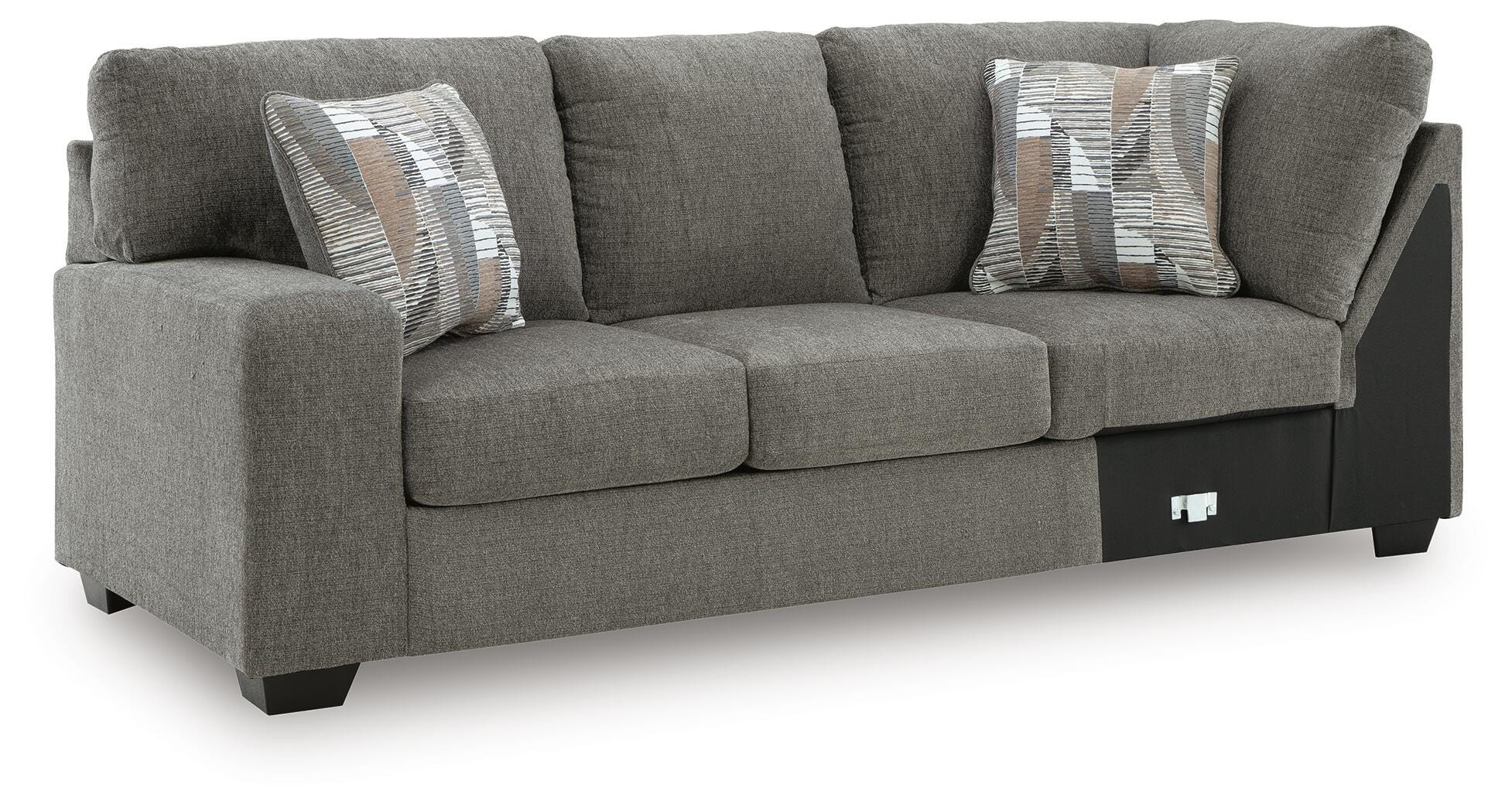 Clarington 3-Piece RAF Chaise Sleeper Sectional in Greystone Chenille