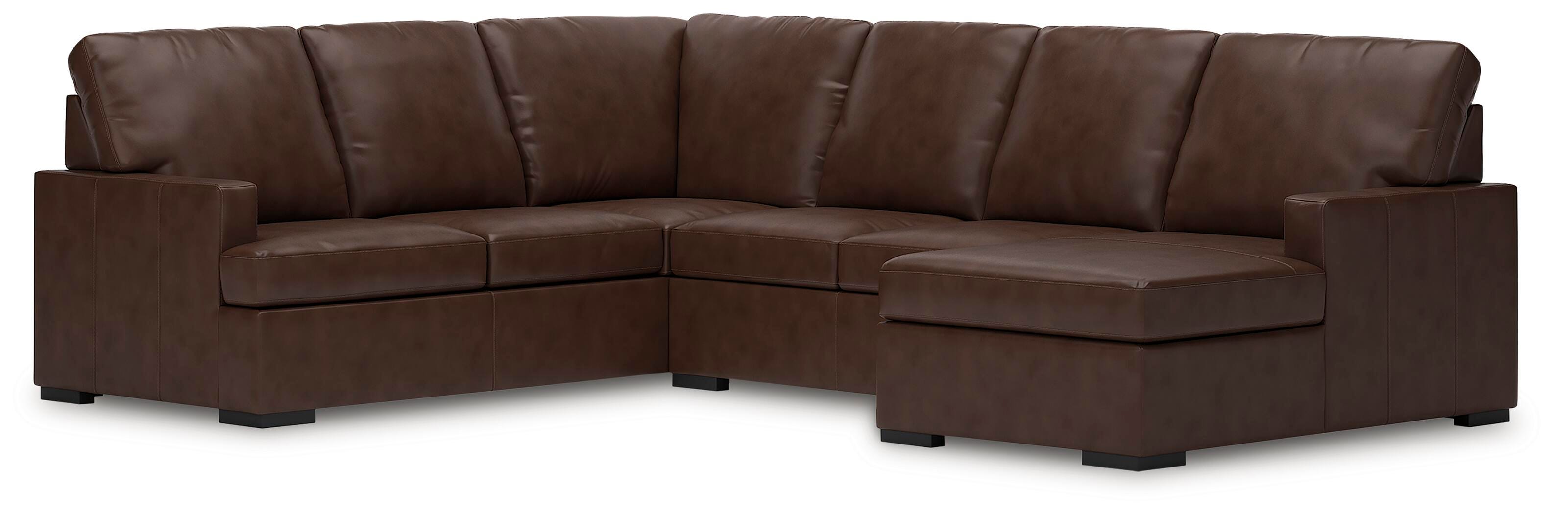 McDowlan 3-Piece RAF Chaise Sectional in Coffee Leather