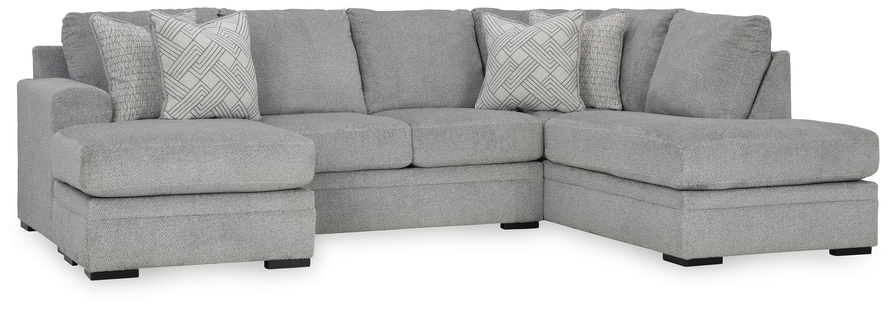 Casselbury 2-Piece RAF Chaise Sectional in Cement Velvet