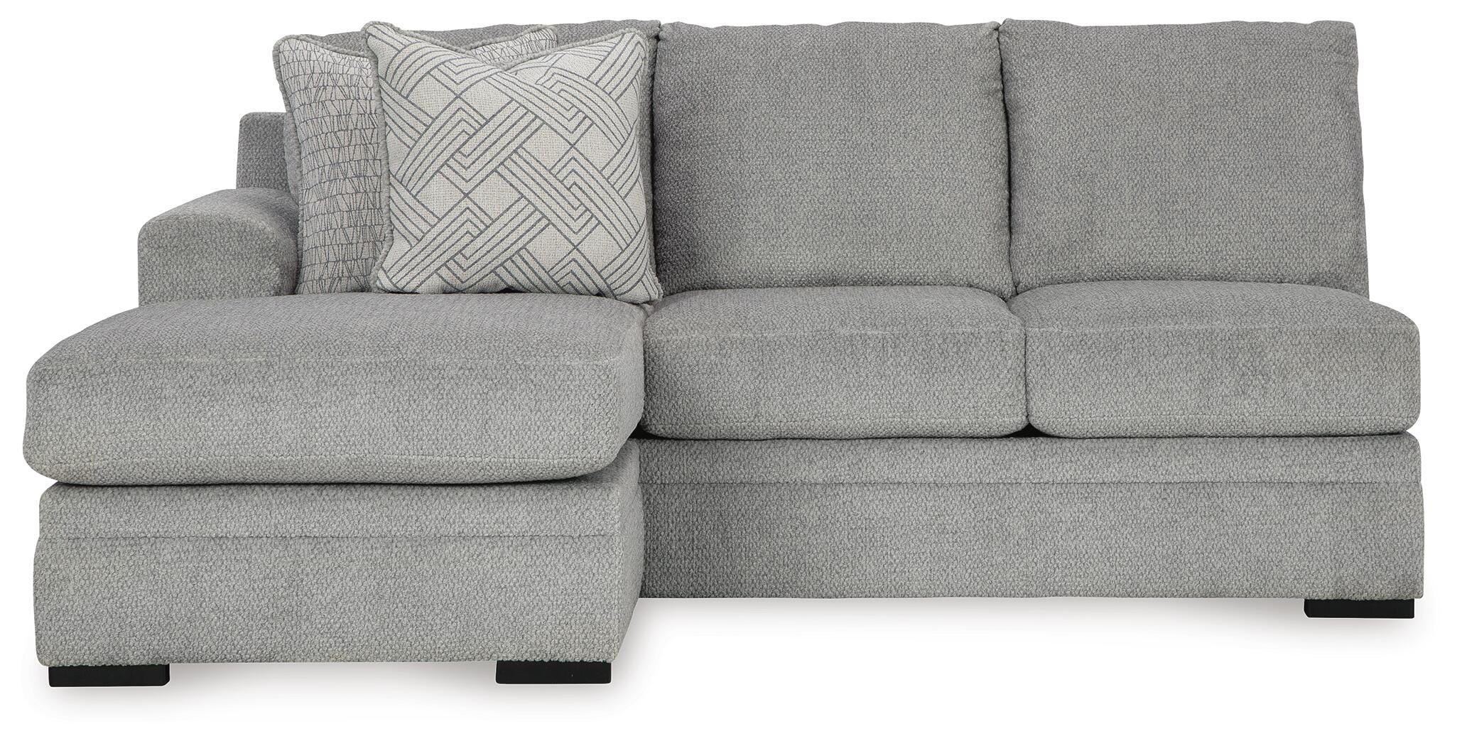Casselbury 2-Piece RAF Chaise Sectional in Cement Velvet