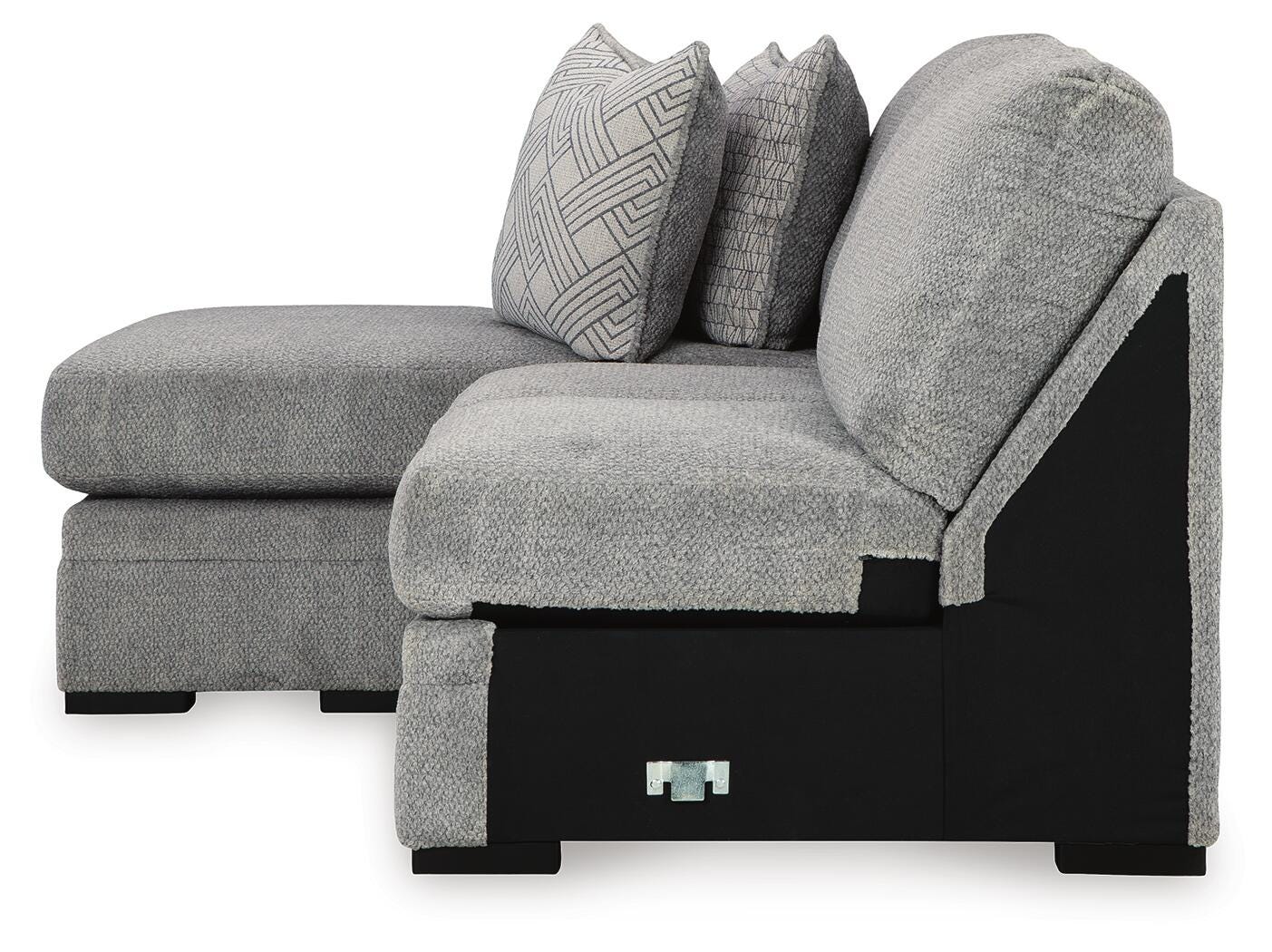 Casselbury 2-Piece RAF Chaise Sectional in Cement Velvet