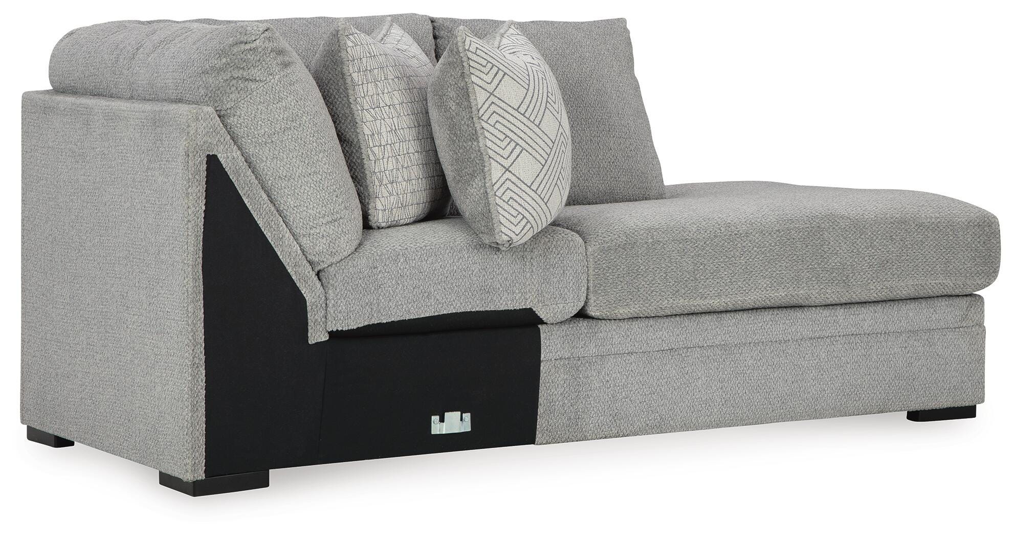 Casselbury 2-Piece RAF Chaise Sectional in Cement Velvet