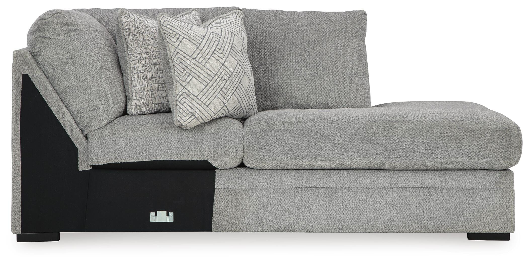 Casselbury 2-Piece RAF Chaise Sectional in Cement Velvet