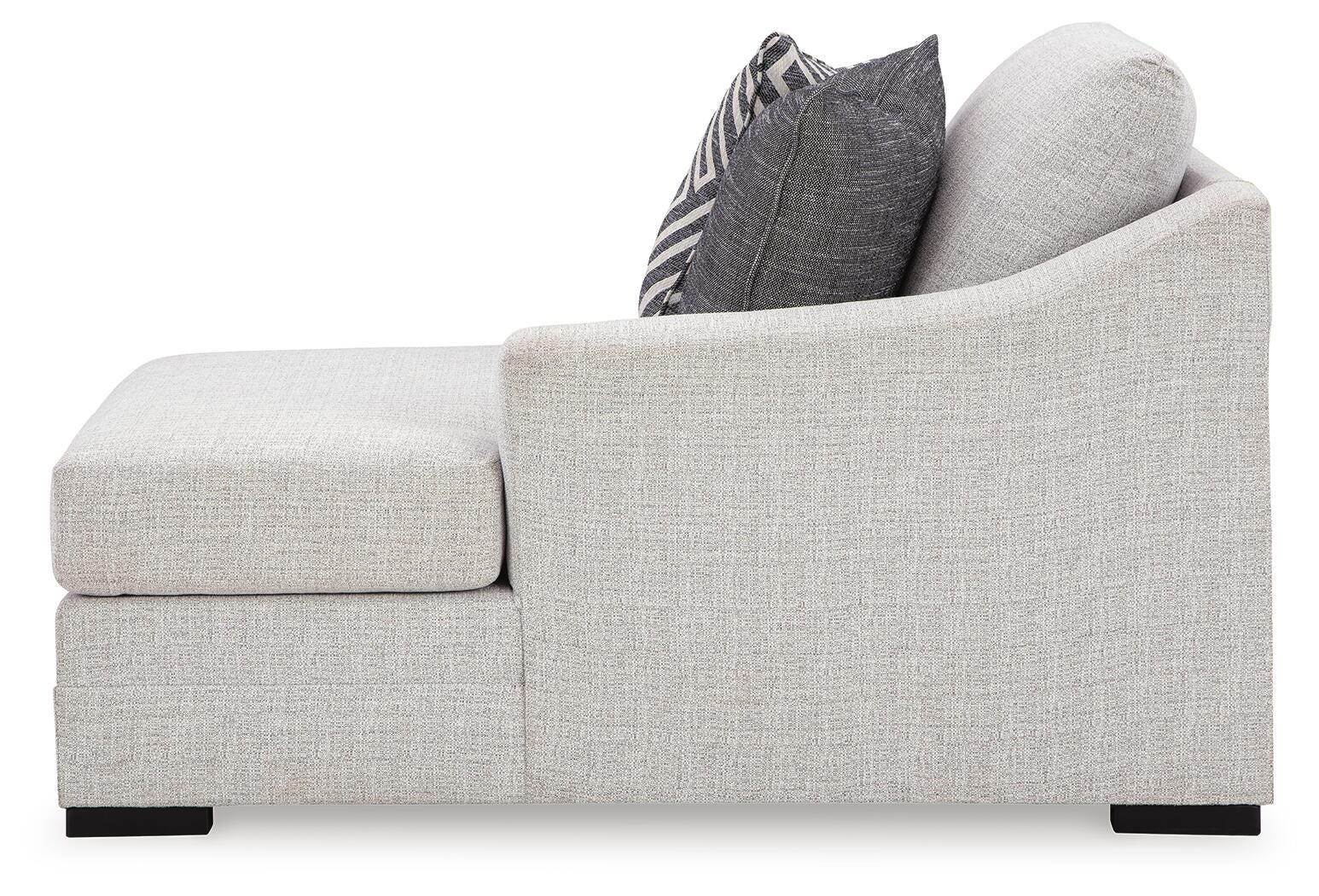 Koralynn 3-Piece RAF Chaise Sectional in Stone Performance Fabric and Next-Gen Nuvella