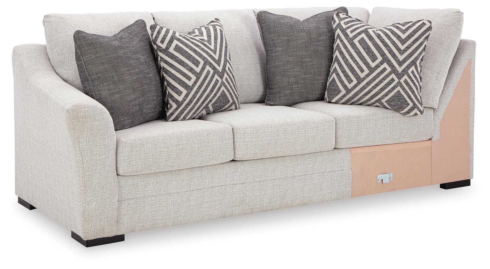 Koralynn 3-Piece RAF Chaise Sectional in Stone Performance Fabric and Next-Gen Nuvella