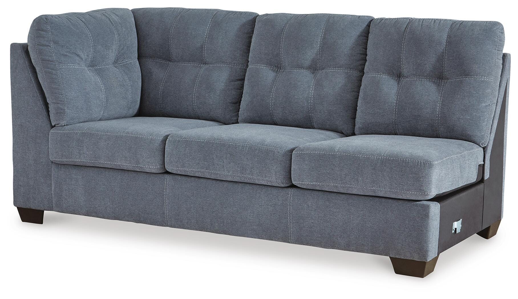 Marleton 2-Piece RAF Chaise Sectional in Denim Microfiber