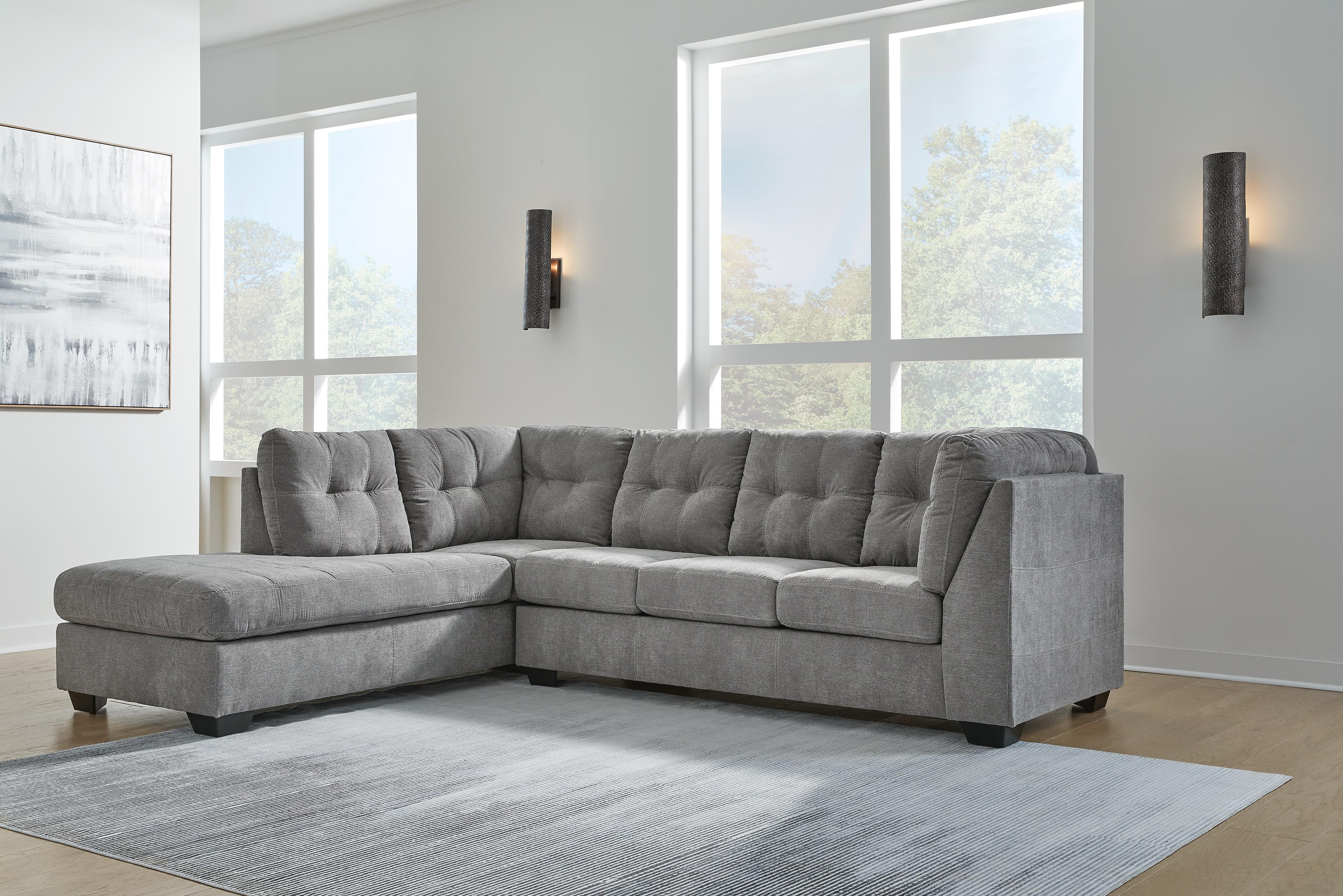 Marleton 2-Piece LAF Chaise Sectional in Gray Microfiber