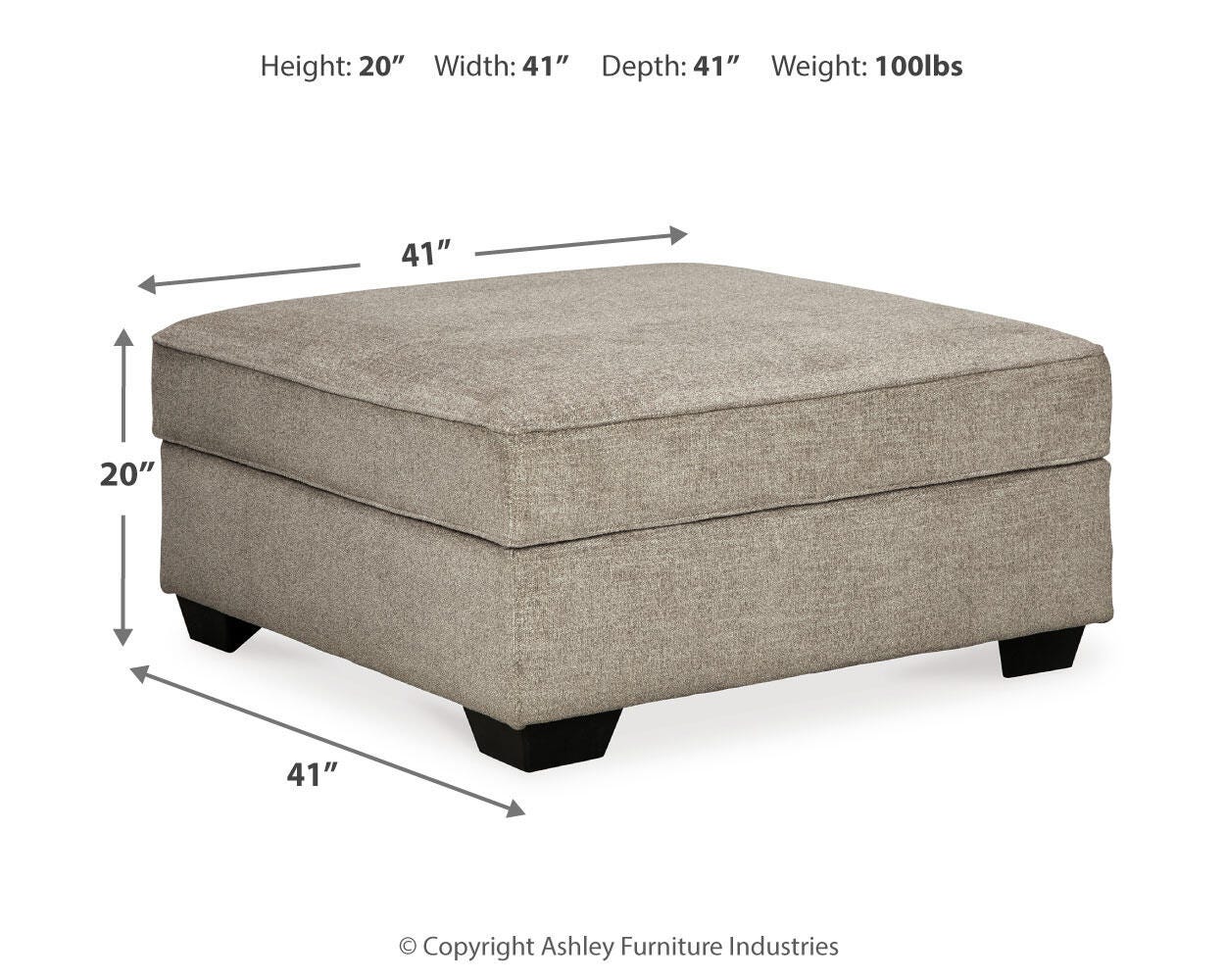 Bovarian 3-Piece Sectional and Ottoman in Stone