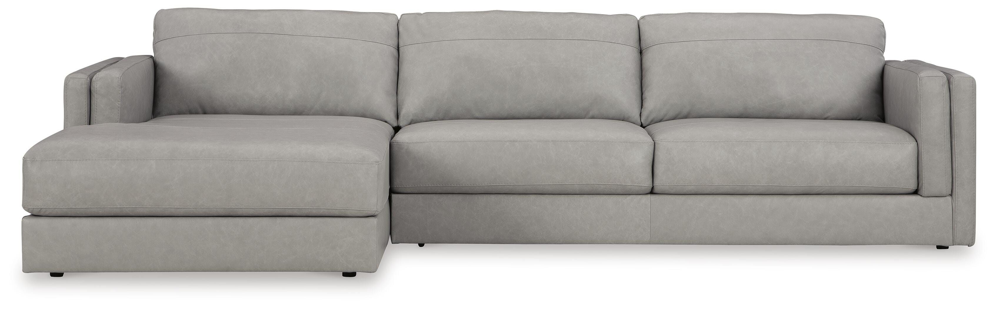 Amiata 2-Piece LAF Chaise Sectional in Glacier Leather