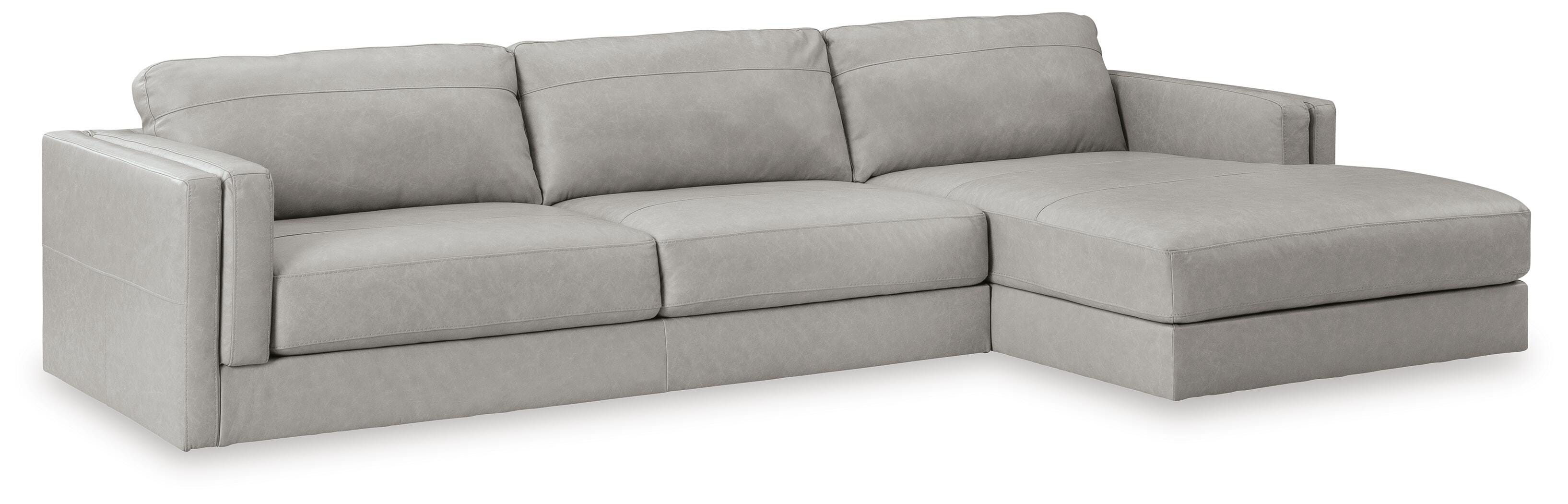 Amiata 2-Piece RAF Chaise Sectional in Glacier Leather