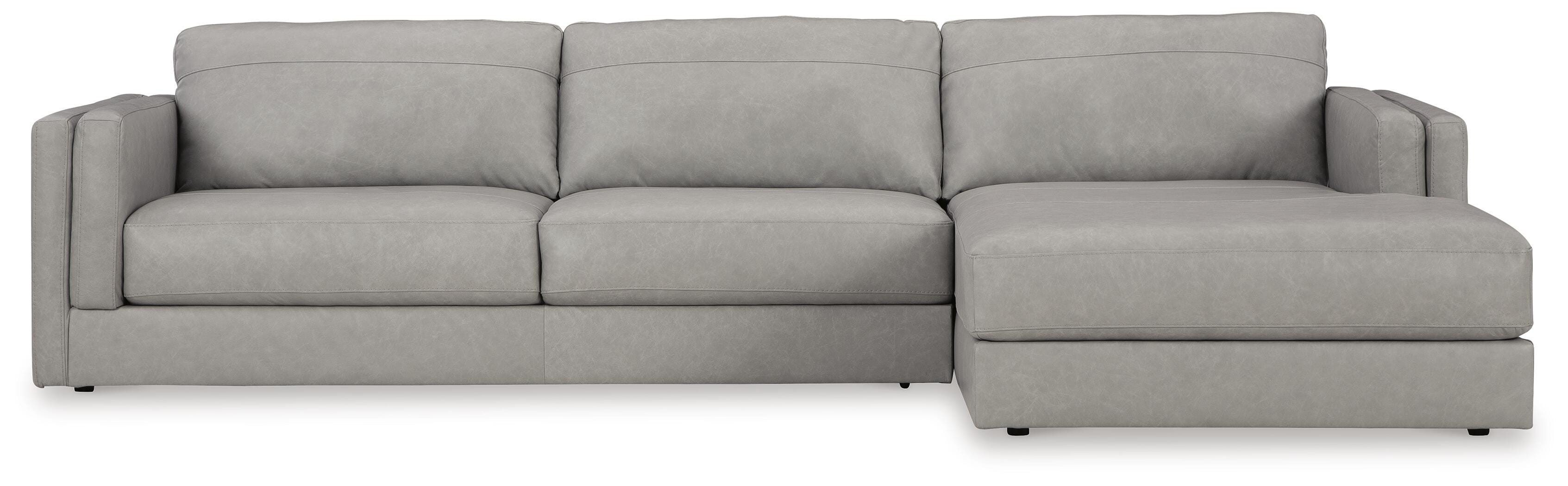 Amiata 2-Piece RAF Chaise Sectional in Glacier Leather