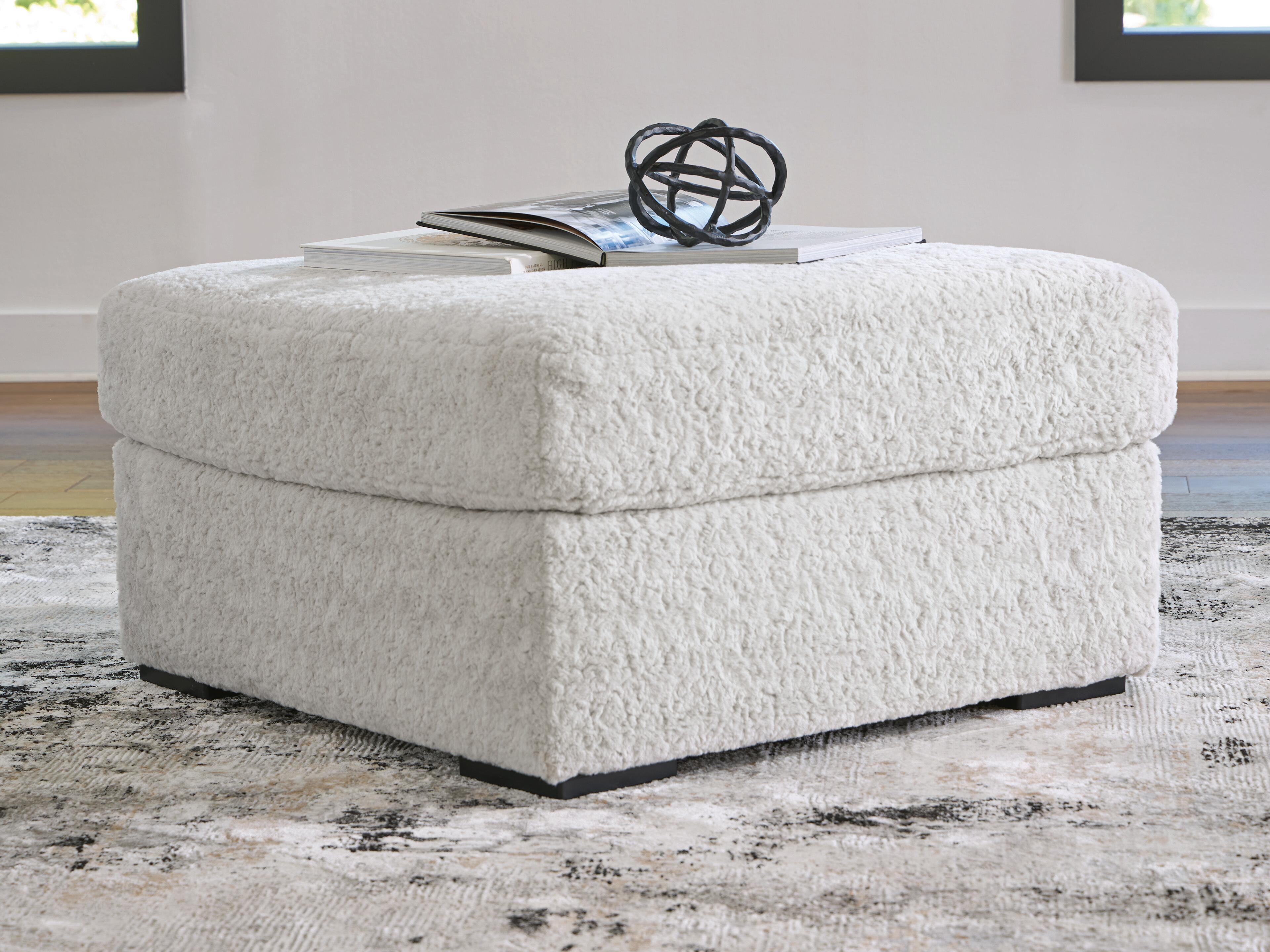 Cuddle Plush 3-Piece Sectional, Chair and Ottoman in Arctic