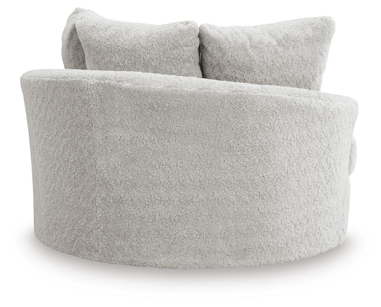 Cuddle Plush 3-Piece Sectional, Chair and Ottoman in Arctic