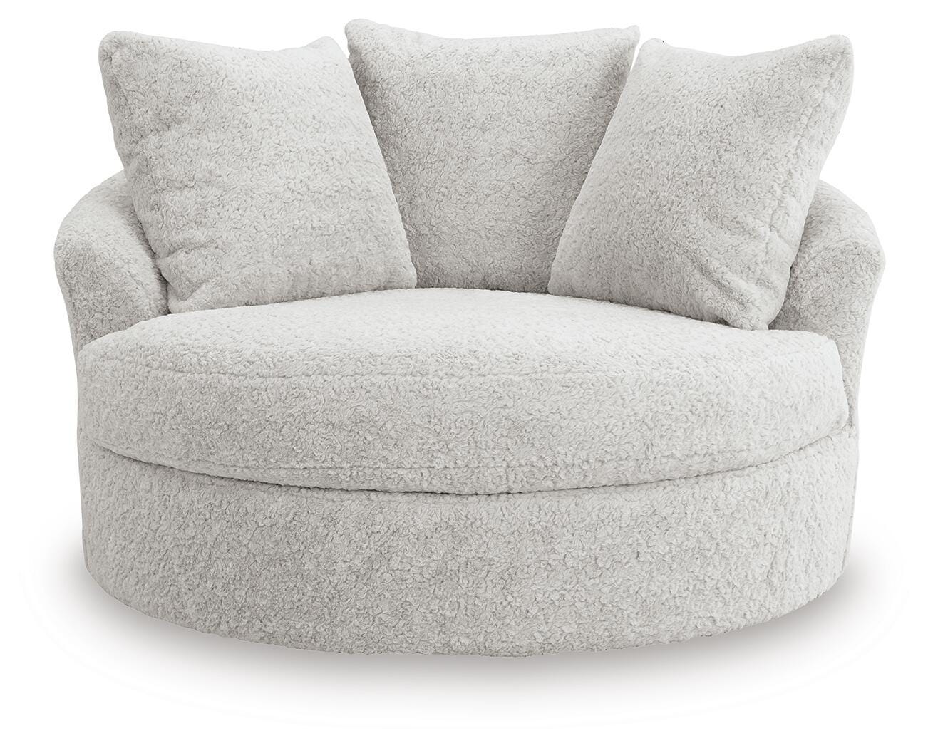 Cuddle Plush Oversized Swivel Accent Chair in Arctic Chenille and Velvet