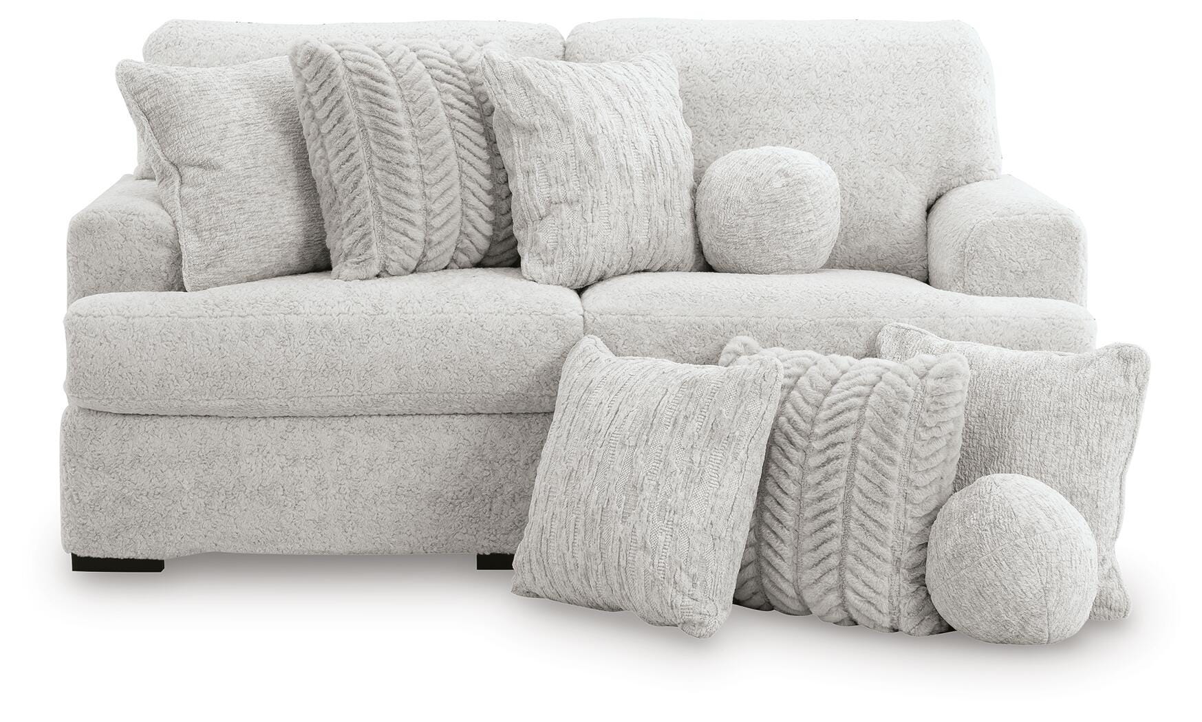 Cuddle Plush 2-Piece Sectional in Arctic Chenille and Velvet