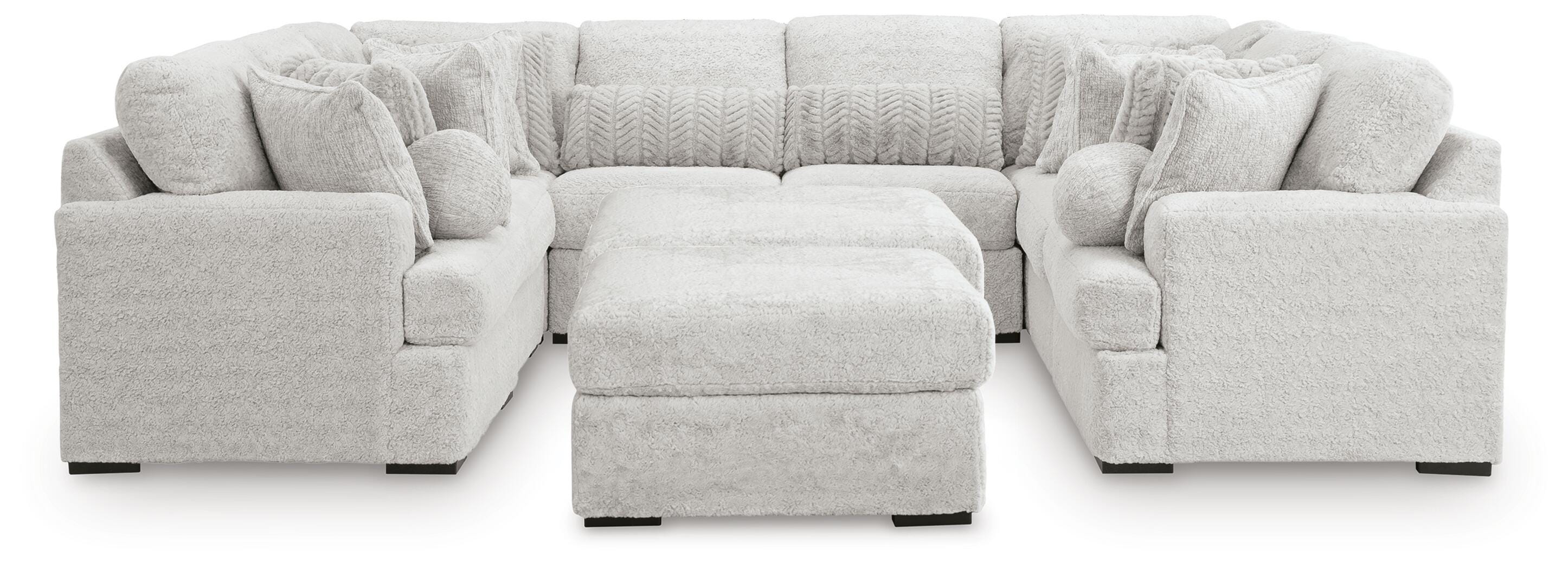 Cuddle Plush 10-Piece Sectional in Arctic Chenille and Velvet