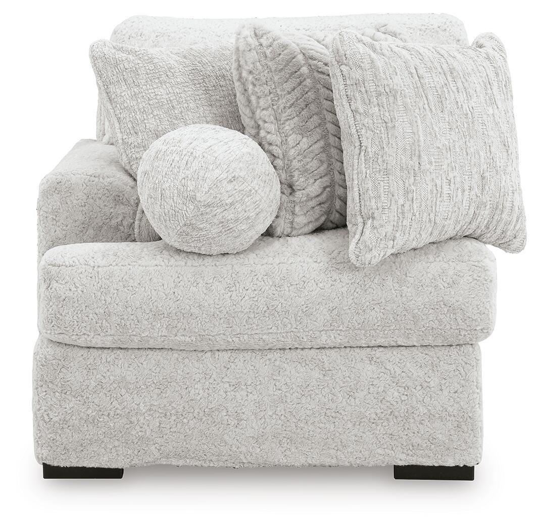 Cuddle Plush 3-Piece Sectional, Chair and Ottoman in Arctic