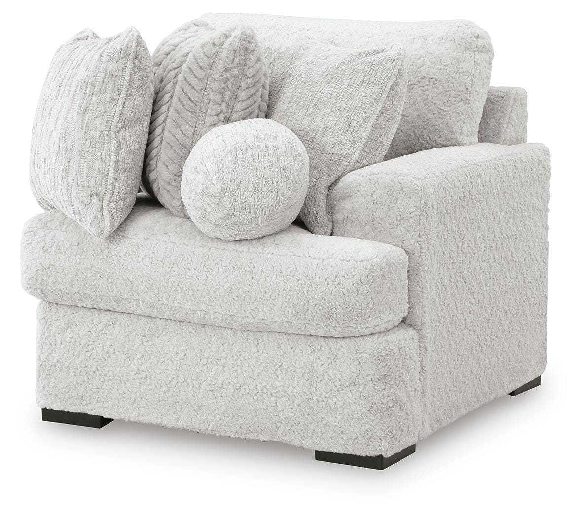 Cuddle Plush 3-Piece Sectional, Chair and Ottoman in Arctic