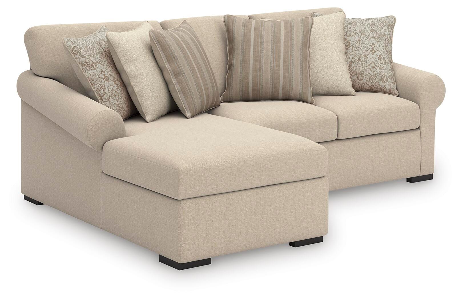 LadyMae 2-Piece LAF Chaise Sectional in Twill Performance Fabric and Next-Gen Nuvella