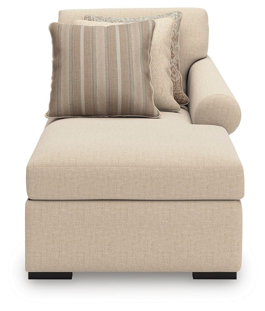 LadyMae 5-Piece RAF Chaise Sectional in Twill Performance Fabric and Next-Gen Nuvella