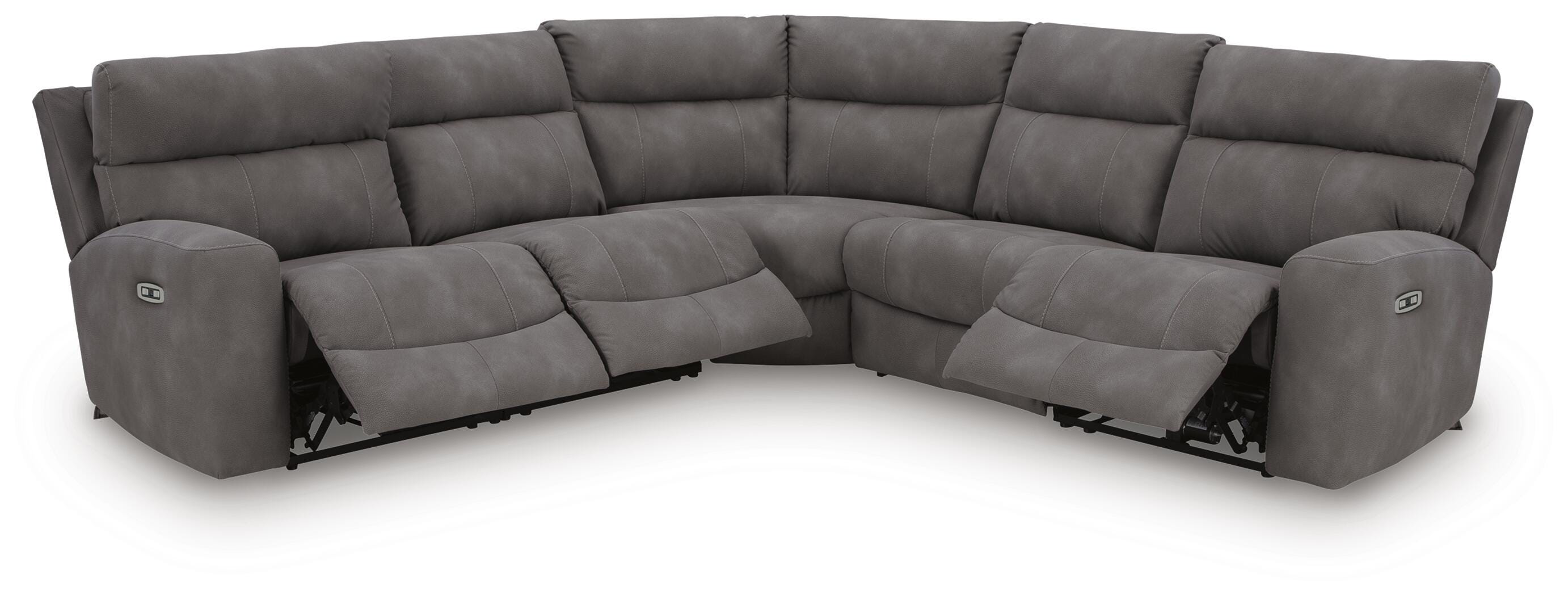 Next-Gen Durapella 5-Piece Power Reclining Sectional in Slate Microfiber