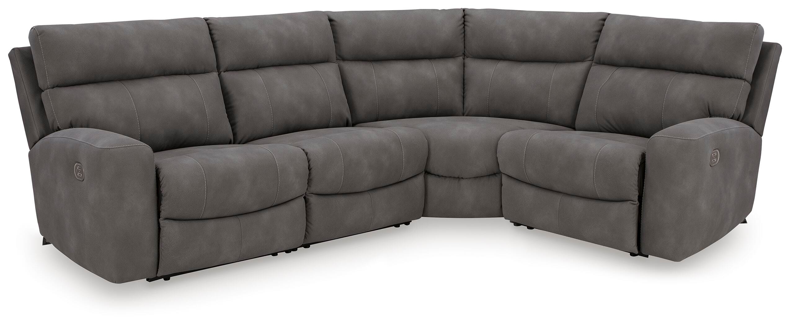 Next-Gen Durapella 4-Piece Power Reclining Sectional in Slate Microfiber