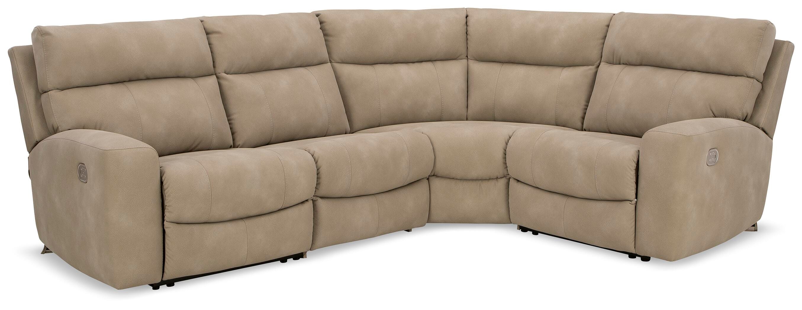 Next-Gen Durapella 4-Piece Power Reclining Sectional in Sand Microfiber