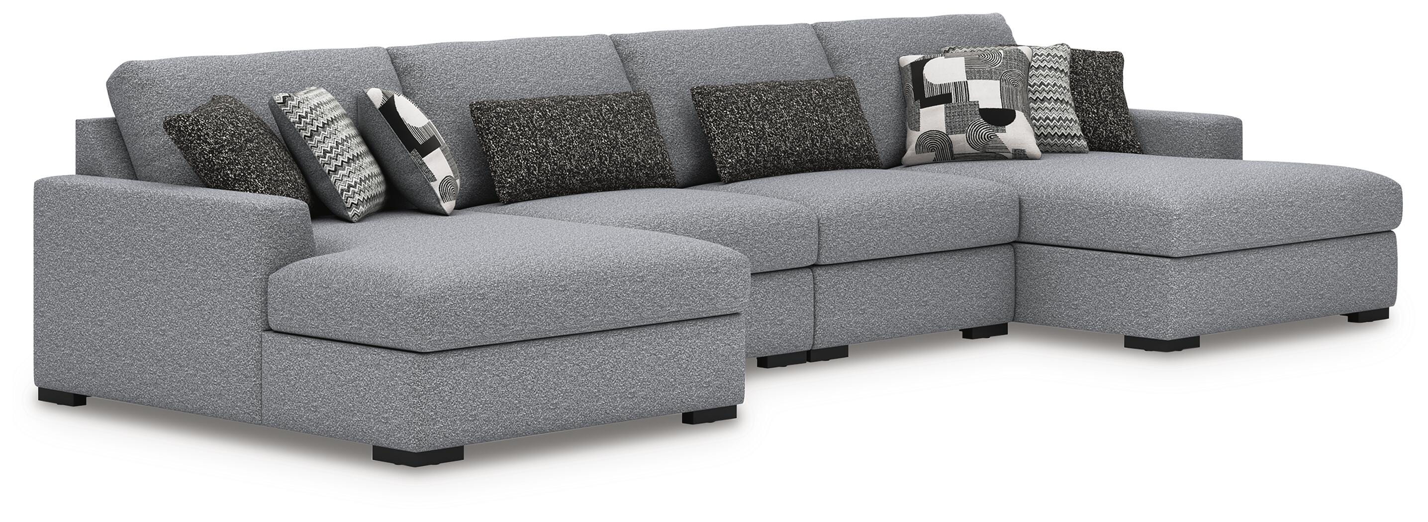 Bealton 4-Piece Sectional with Double Chaise in Salt and Pepper Performance Fabric and Next-Gen Nuvella