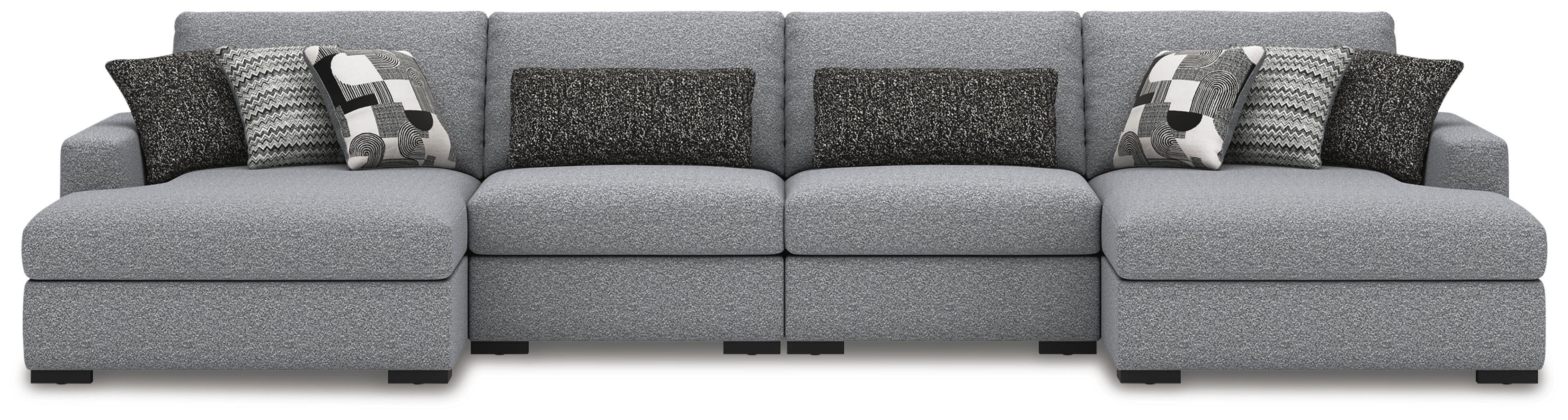 Bealton 4-Piece Sectional with Double Chaise in Salt and Pepper Performance Fabric and Next-Gen Nuvella