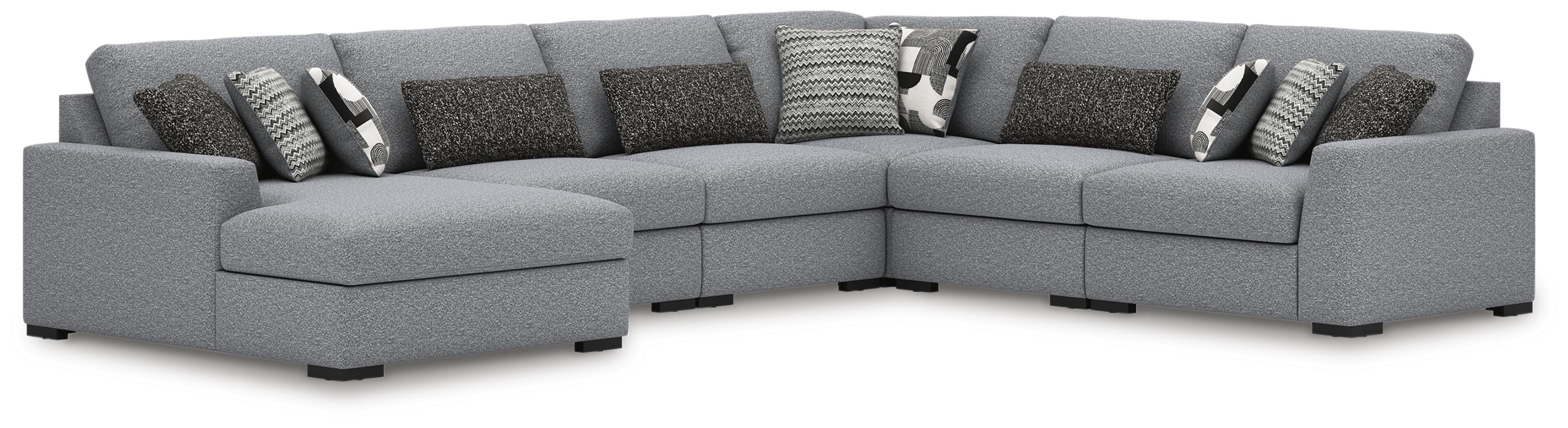 Bealton 6-Piece LAF Chaise Sectional in Salt and Pepper Performance Fabric and Next-Gen Nuvella
