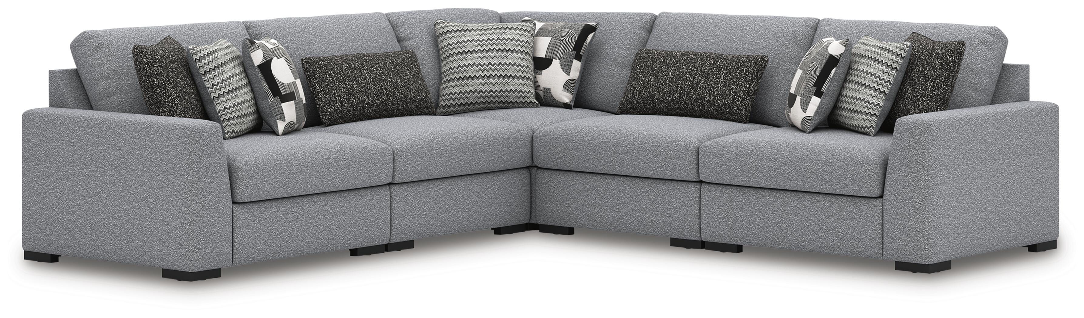 Bealton 5-Piece Sectional in Salt and Pepper Performance Fabric and Next-Gen Nuvella