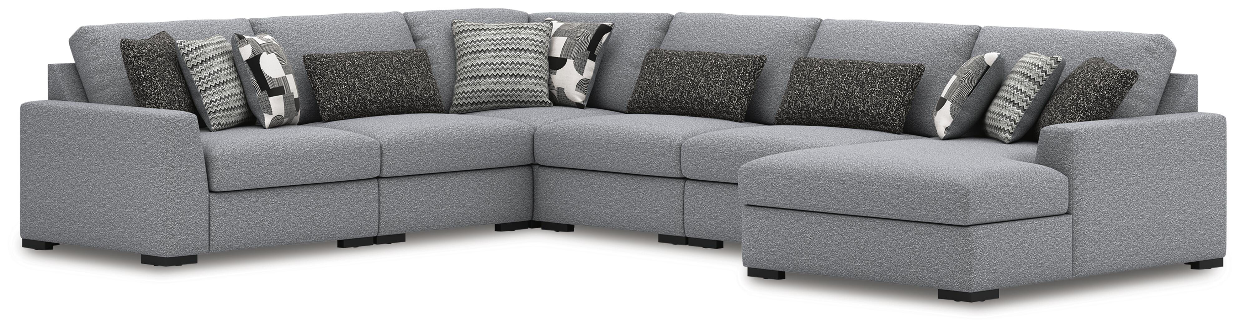 Bealton 6-Piece RAF Chaise Sectional in Salt and Pepper Performance Fabric and Next-Gen Nuvella