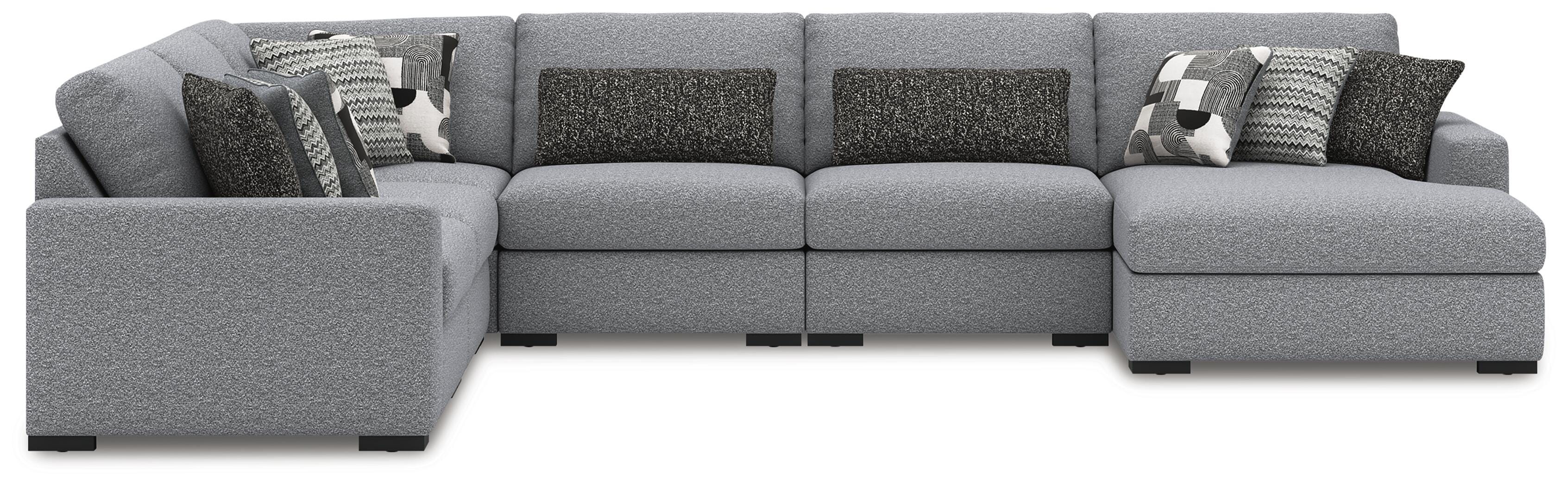 Bealton 6-Piece RAF Chaise Sectional in Salt and Pepper Performance Fabric and Next-Gen Nuvella