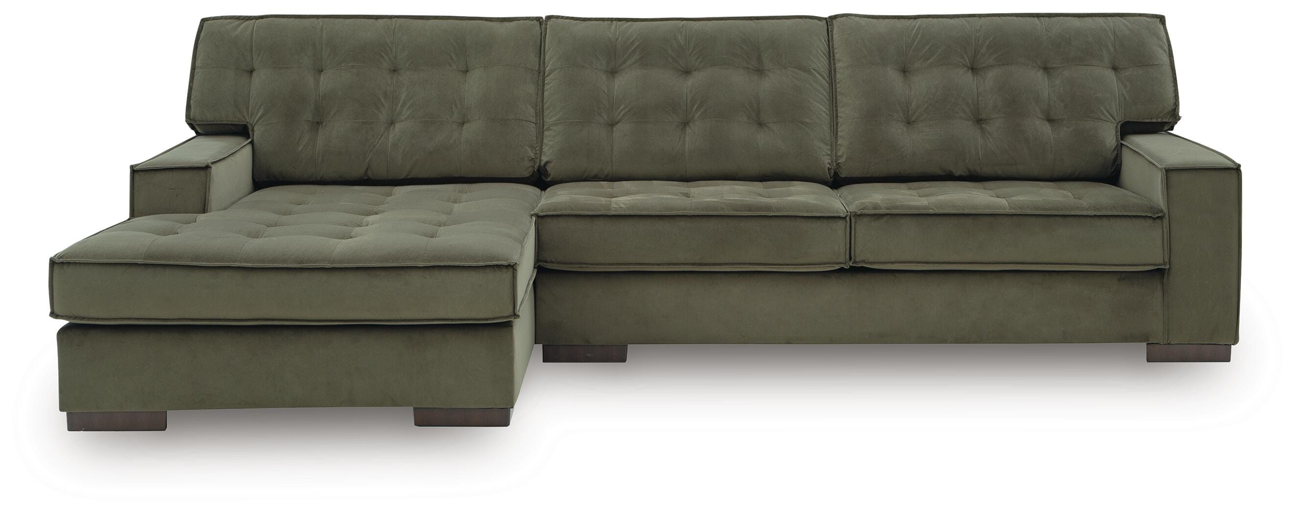 Caspian-Town 2-Piece LAF Chaise Sectional in Olive Velvet