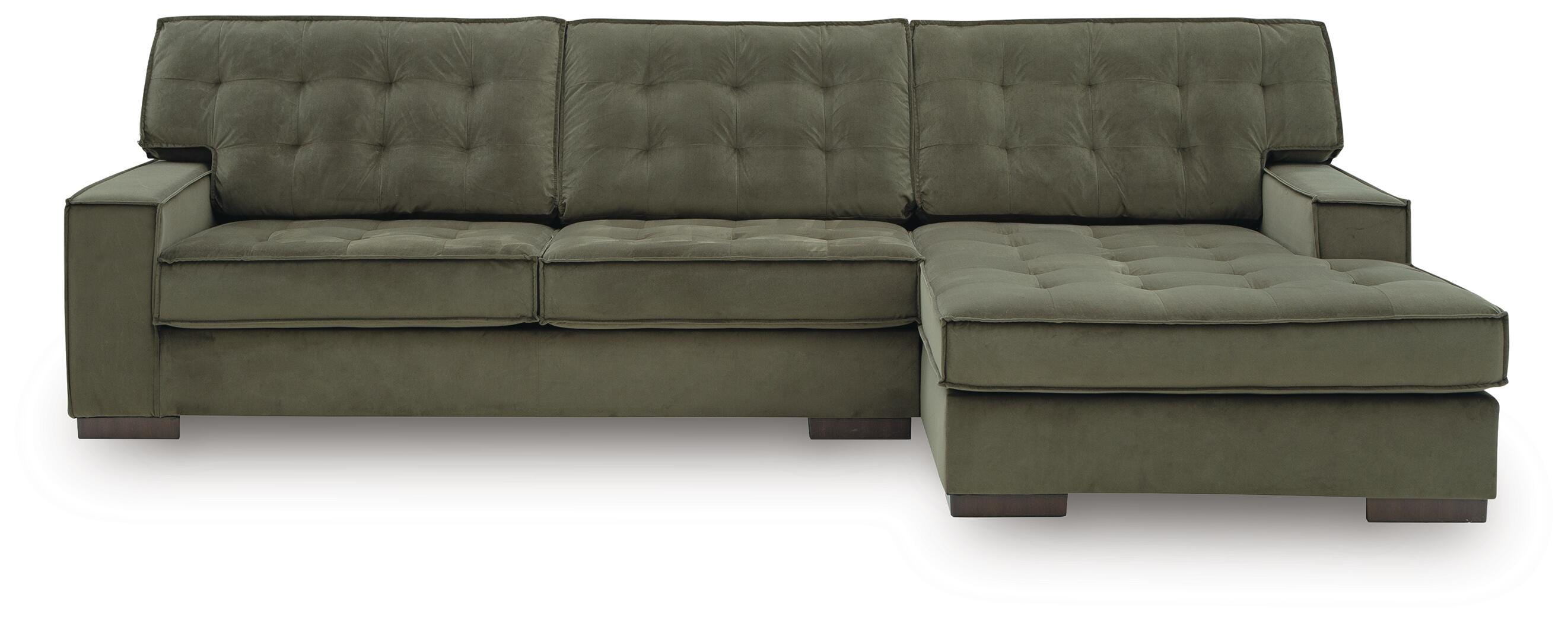 Caspian-Town 2-Piece RAF Chaise Sectional in Olive Velvet